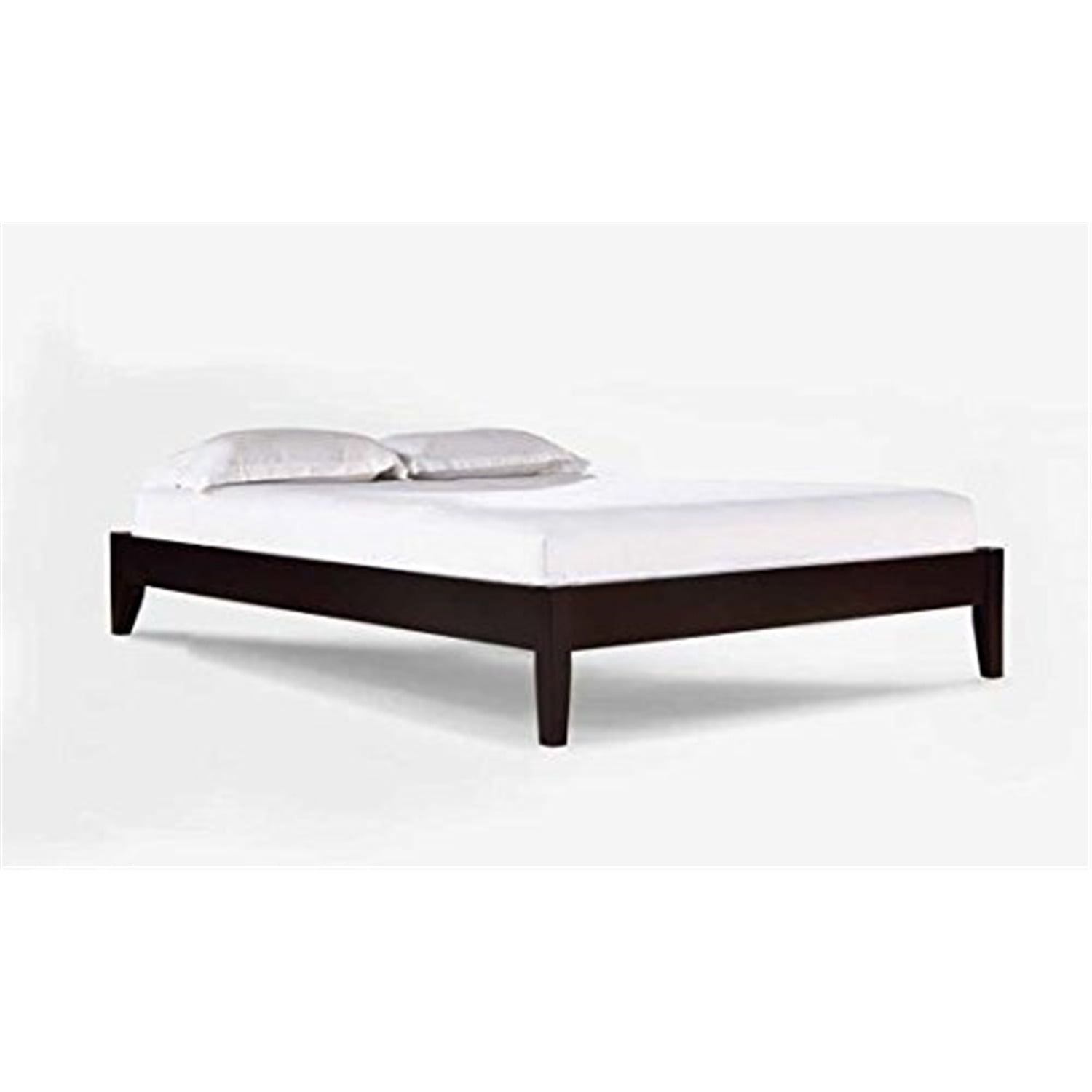 Cappuccino King Pine Wood Platform Bed with Slats