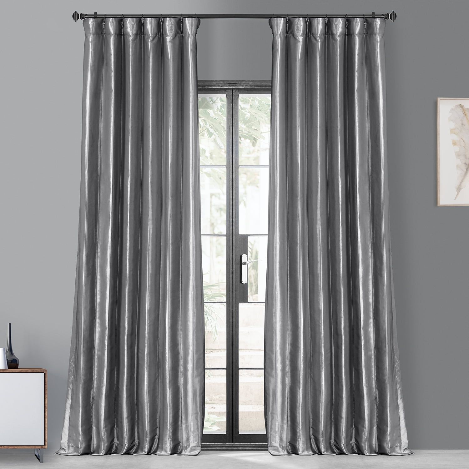 Platinum Blackout Faux Silk Taffeta Curtain Panel, 50W X 120L