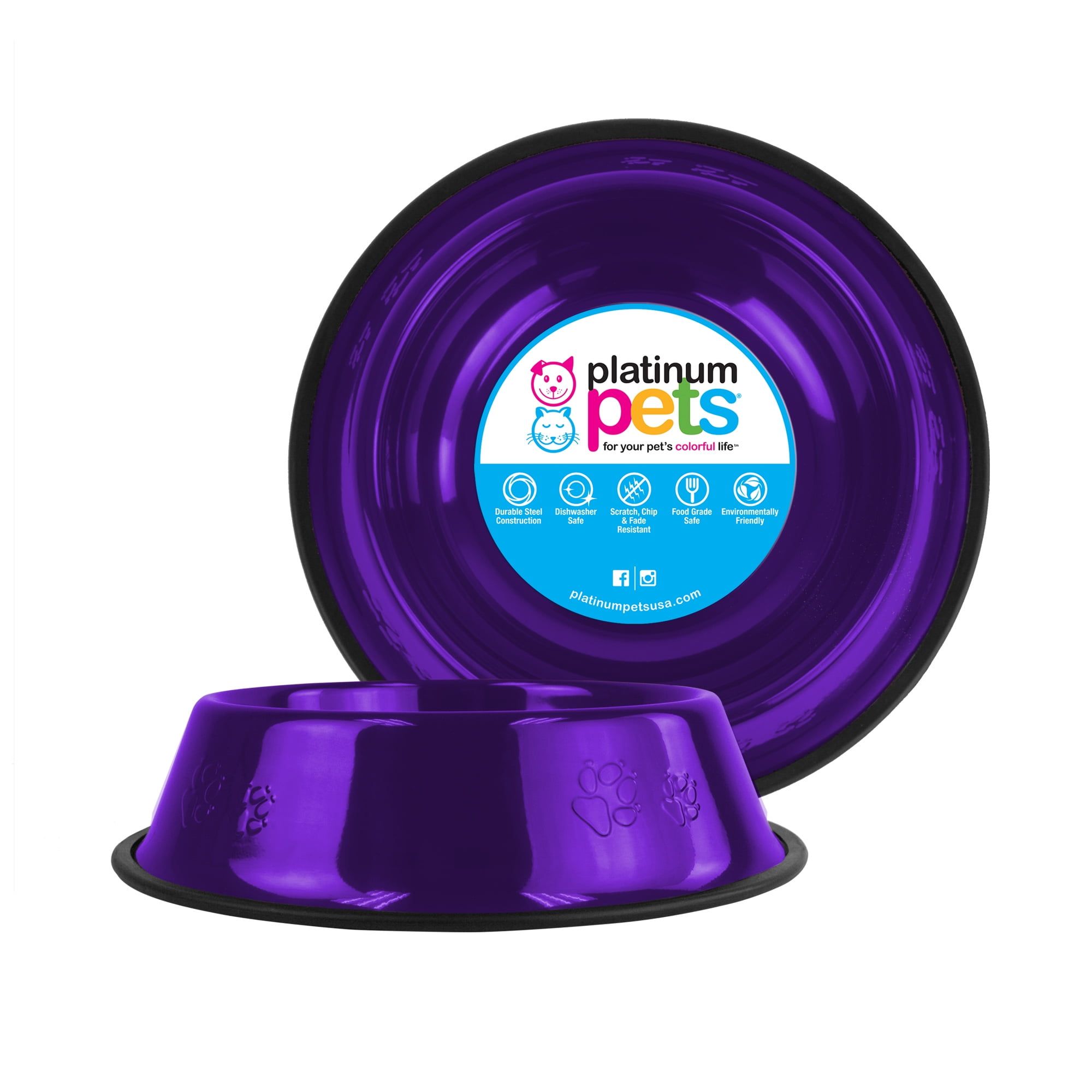 Medium Electric Purple Non-Tip Stainless Steel Dog Bowl