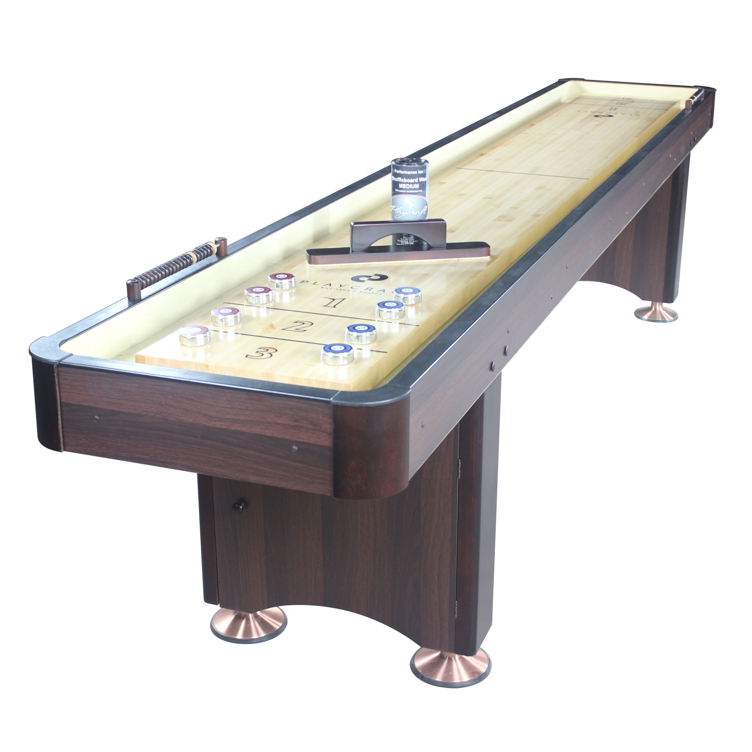 Espresso 9 Ft. Wood Shuffleboard Table with Storage