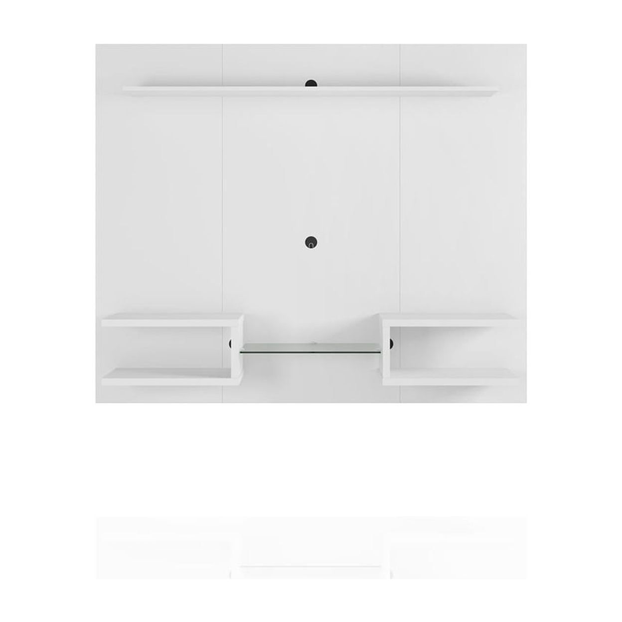 Plaza 64" White Floating Wall Entertainment Center with Glass Shelf