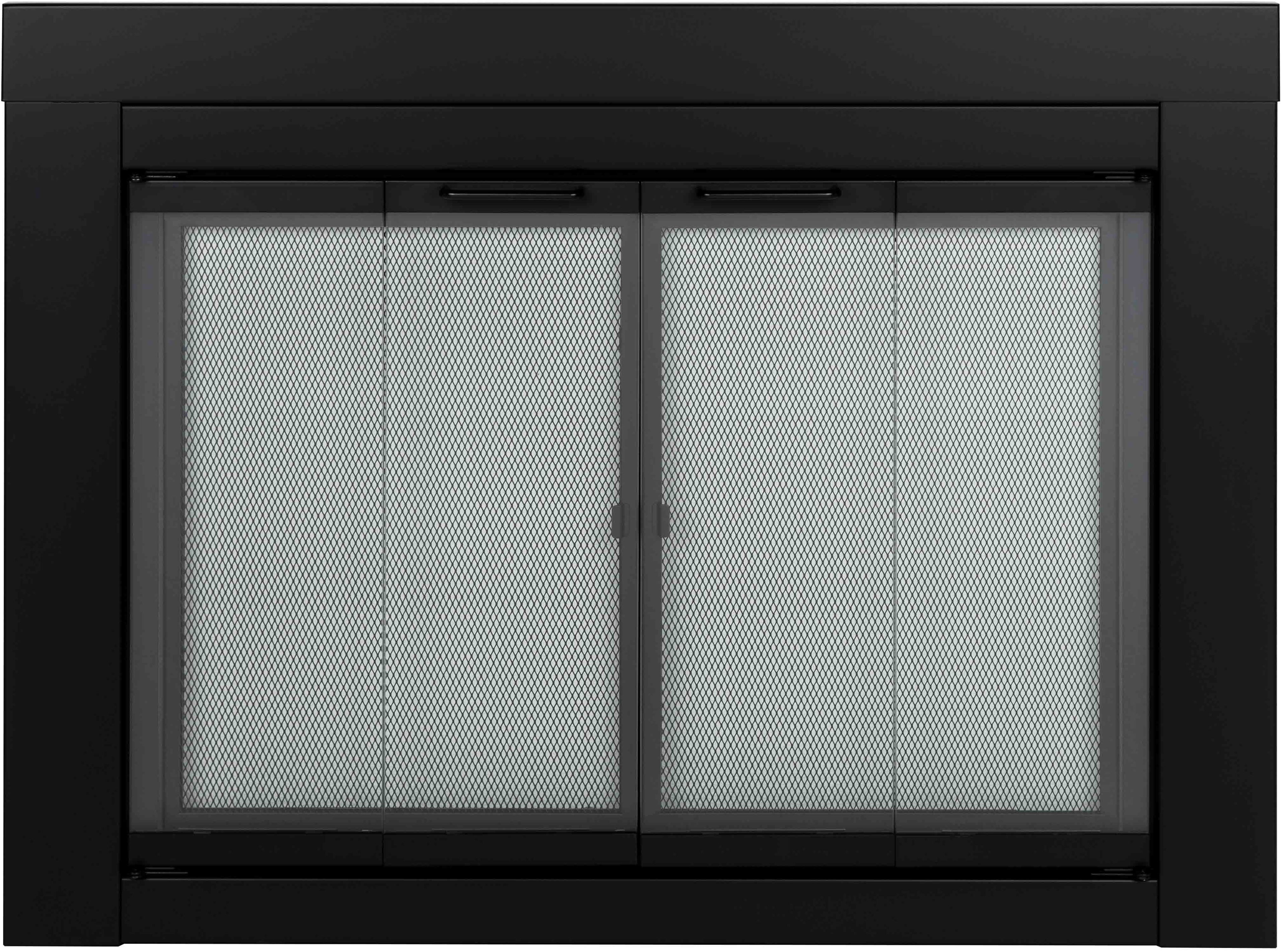 Pleasant Hearth Large Black Steel Fireplace Glass Doors