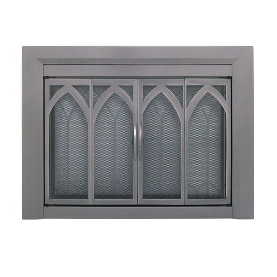 Small Gunmetal Tempered Glass Bifold Fireplace Doors
