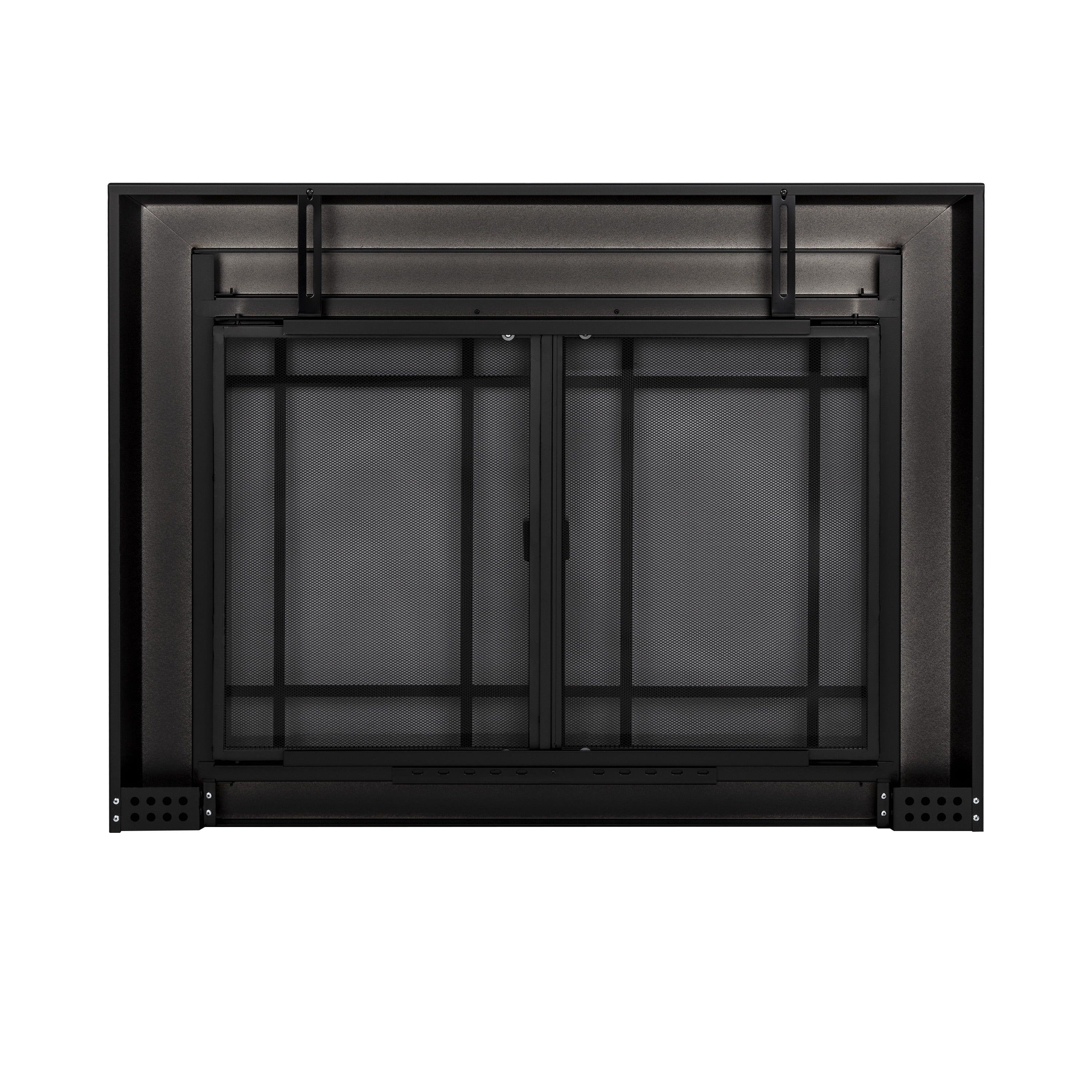 Easton Medium Black Glass Fireplace Doors with Mesh Panel