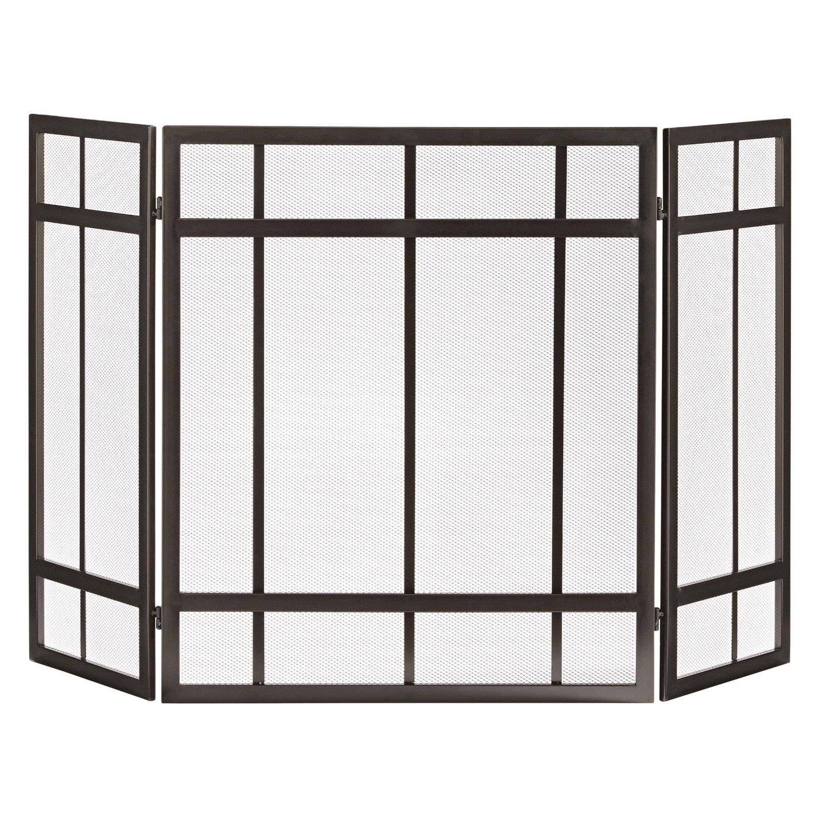 Wenge Steel Mesh Three-Panel Fireplace Screen