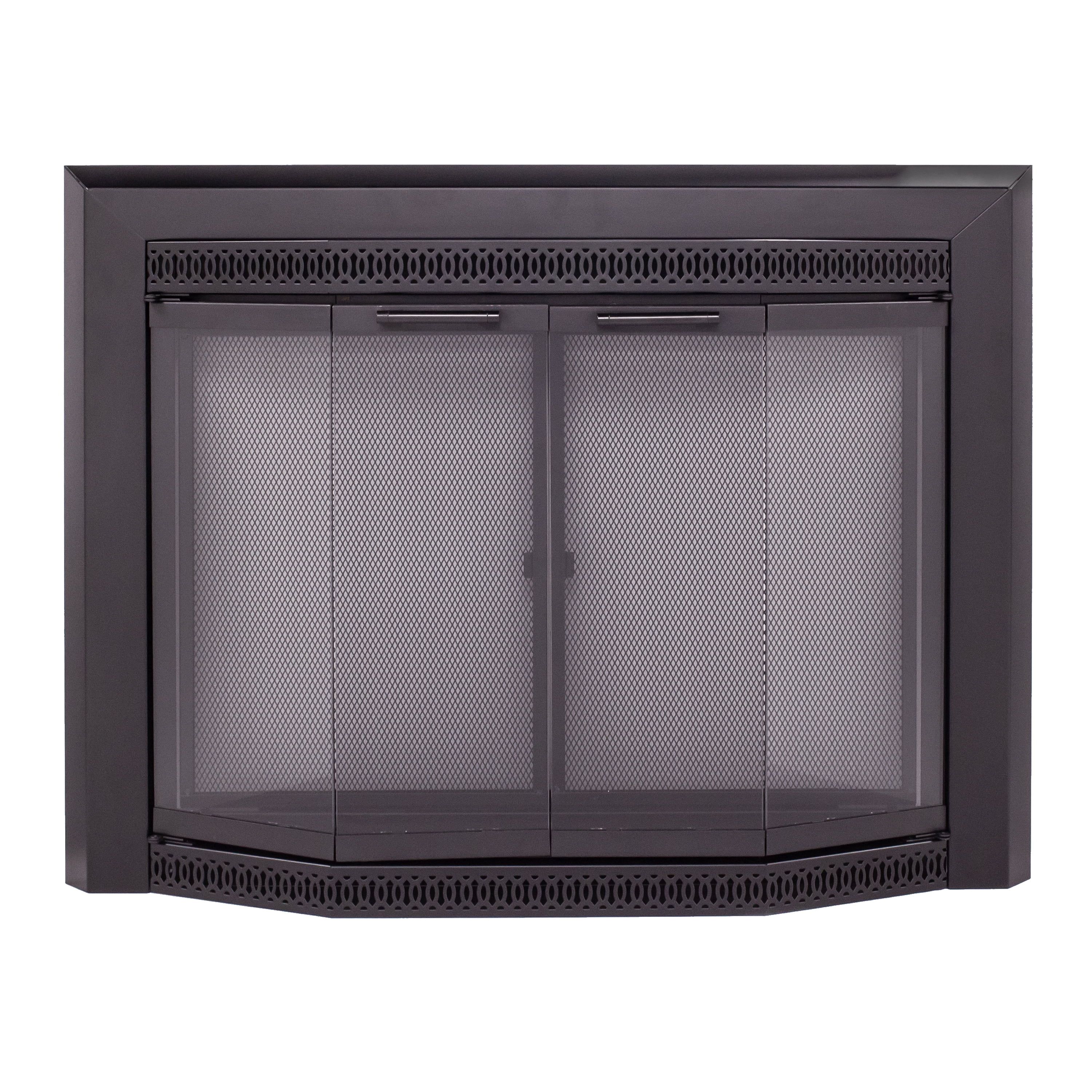 Gavin Small Black Steel Fireplace Glass Door