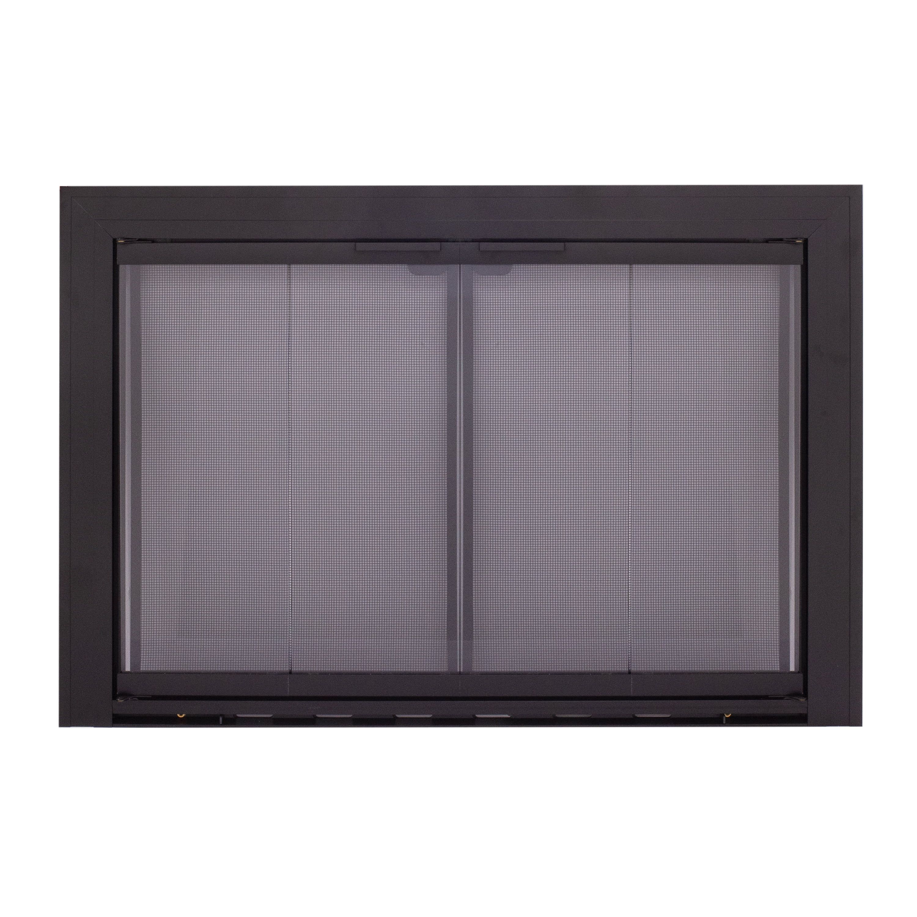 Linear Aluminum Black Bifold Fireplace Glass Door