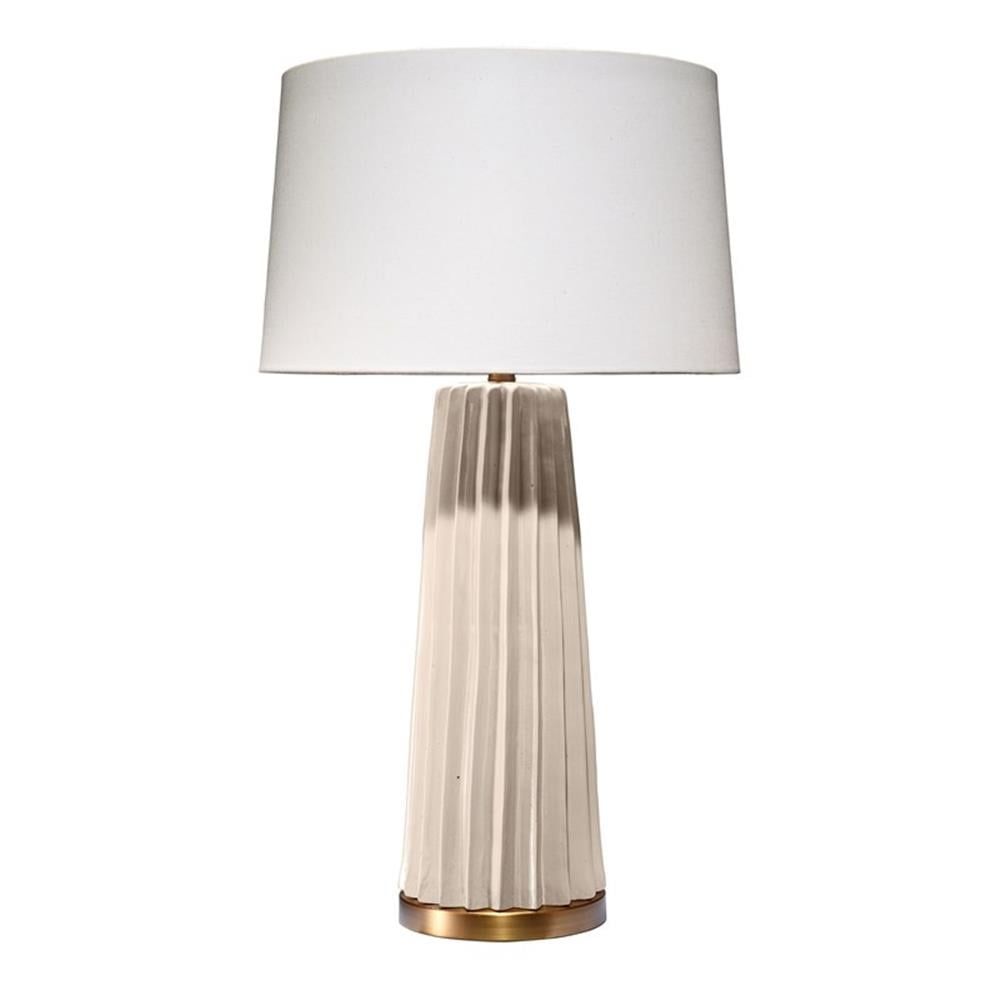 Cream Pleated Ceramic Table Lamp with Linen Shade