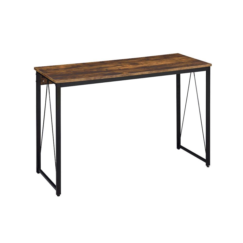 Plethoria 47.5" Rustic Wood Writing Desk with Black Metal Base