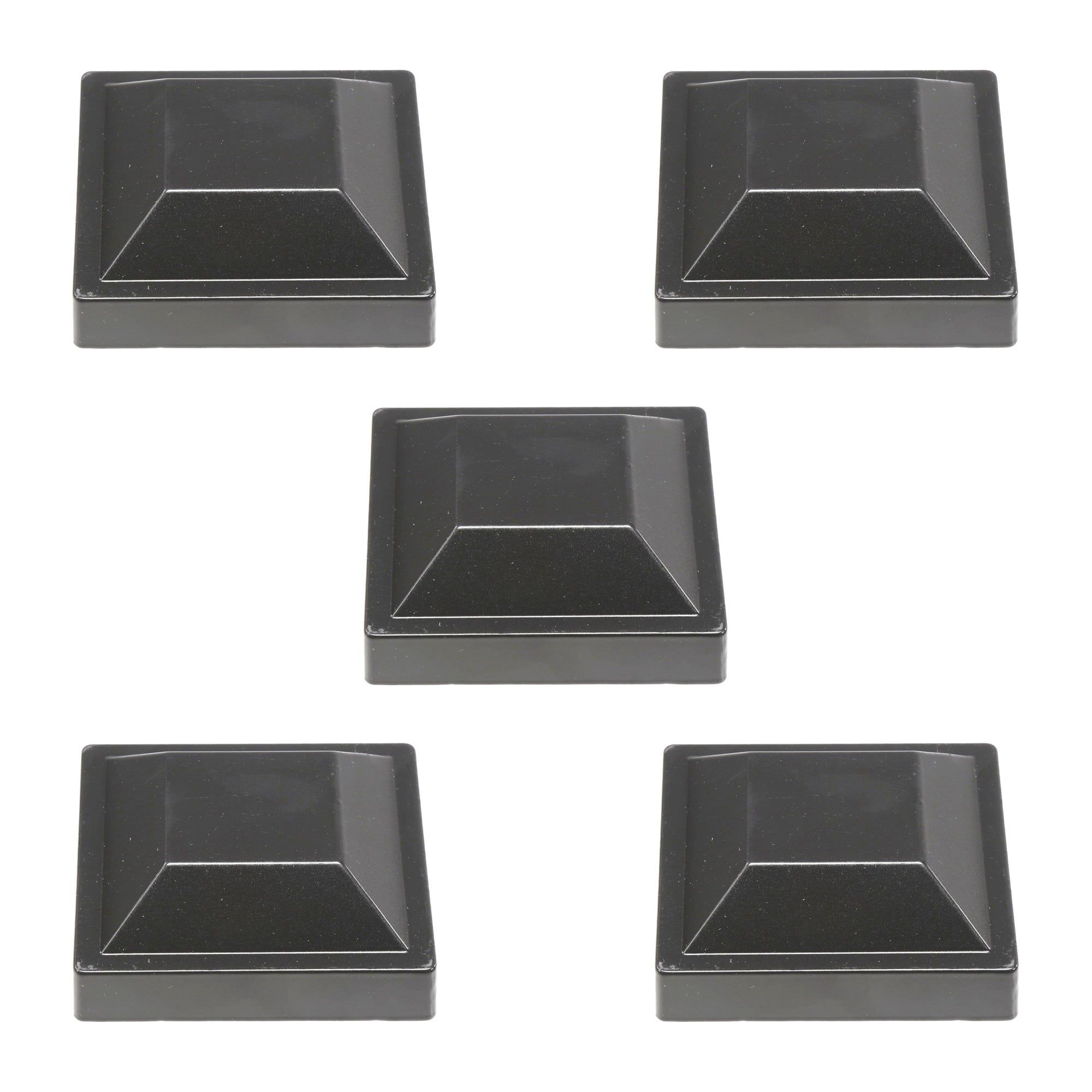 Set of 5 Black Aluminum 3" x 3" Square Post Caps