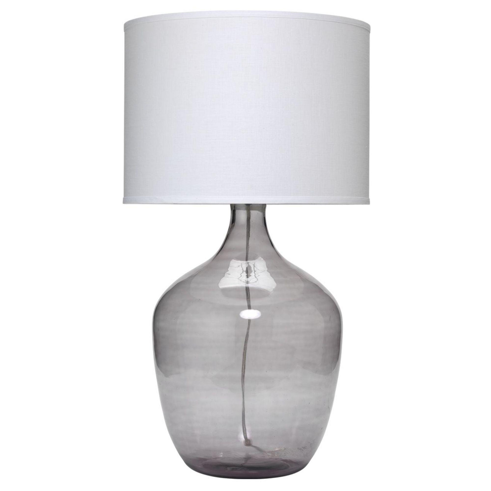 Gray Glass Table Lamp with White Linen Shade