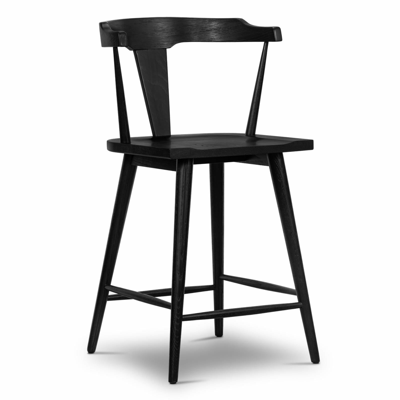 Enzo 21" Black Oak and Metal Counter Stool