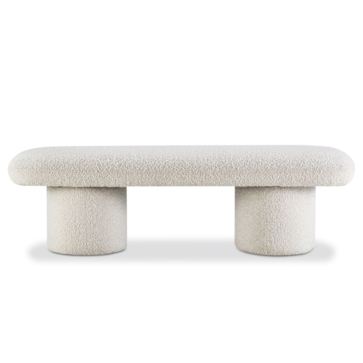 Crema White Boucle Mid Century Modern Este Bench