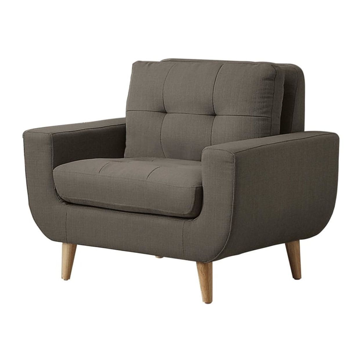 Gray Mid-Century Modern Upholstered Chair with Tufted Seat