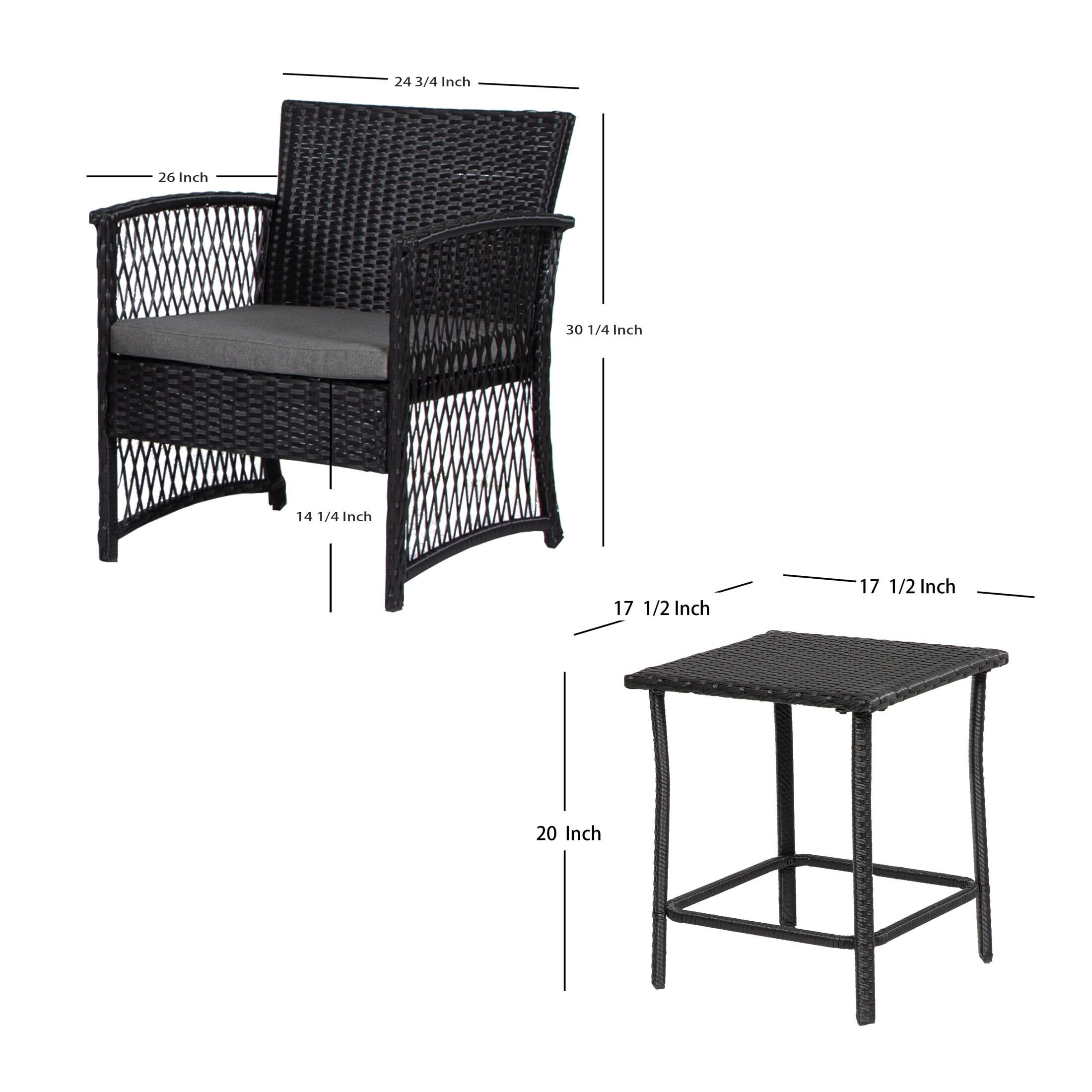 Coffee and Beige 3-Piece Wicker Patio Bistro Set