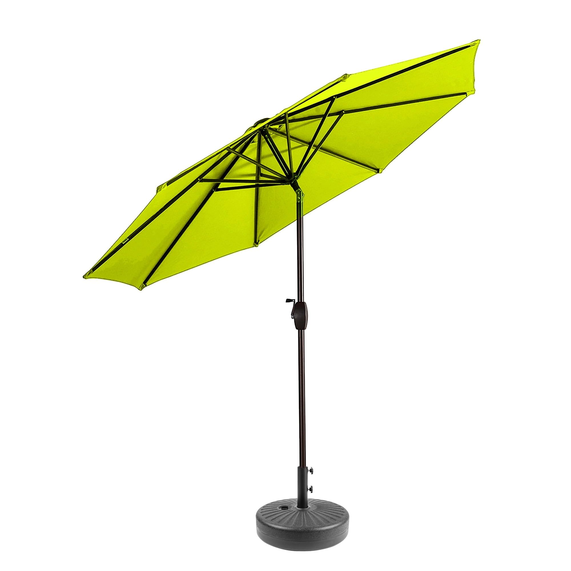 Lime Green 9-Foot Patio Umbrella with Steel Frame and Base