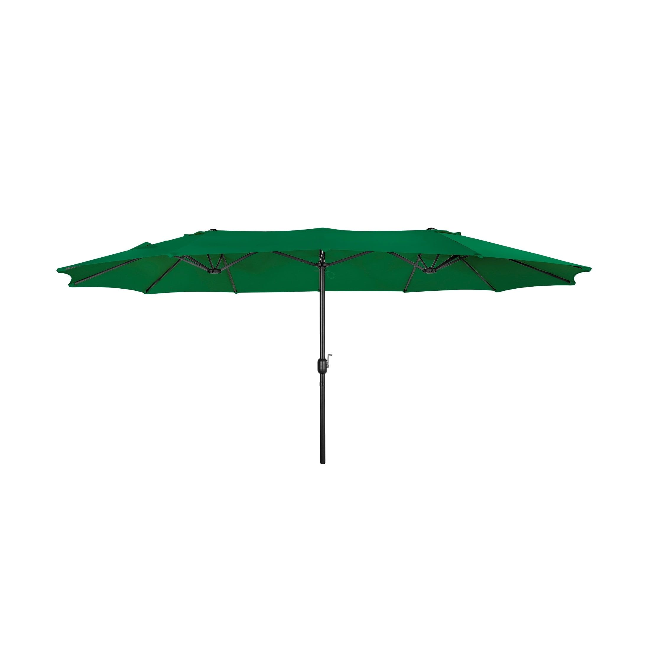 Dark Green 15 ft Double-Sided Outdoor Patio Umbrella with Steel Pole