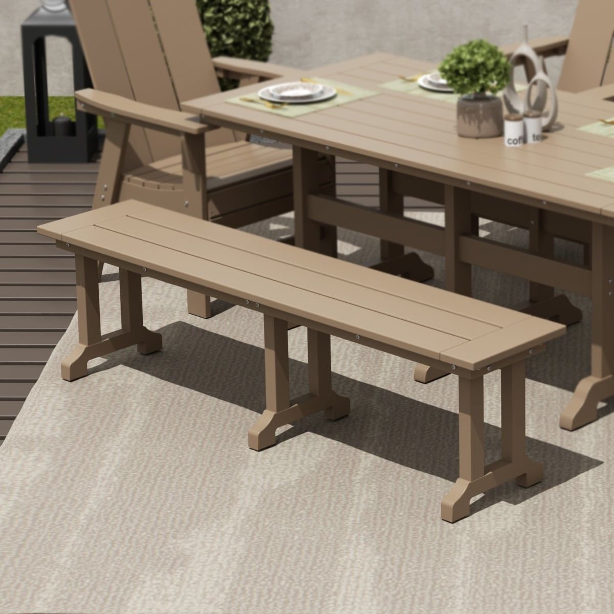 Westin Weathered Wood Outdoor Double Seating Bench