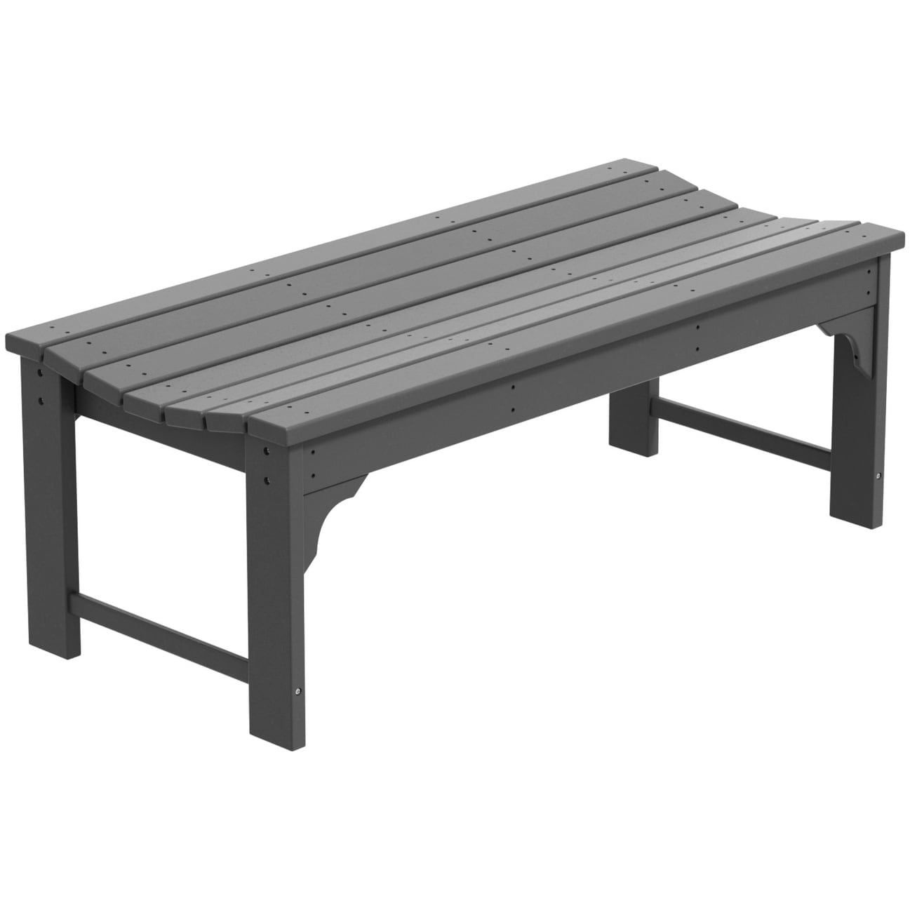 Gray 48-Inch Weather-Resistant Backless Outdoor Bench