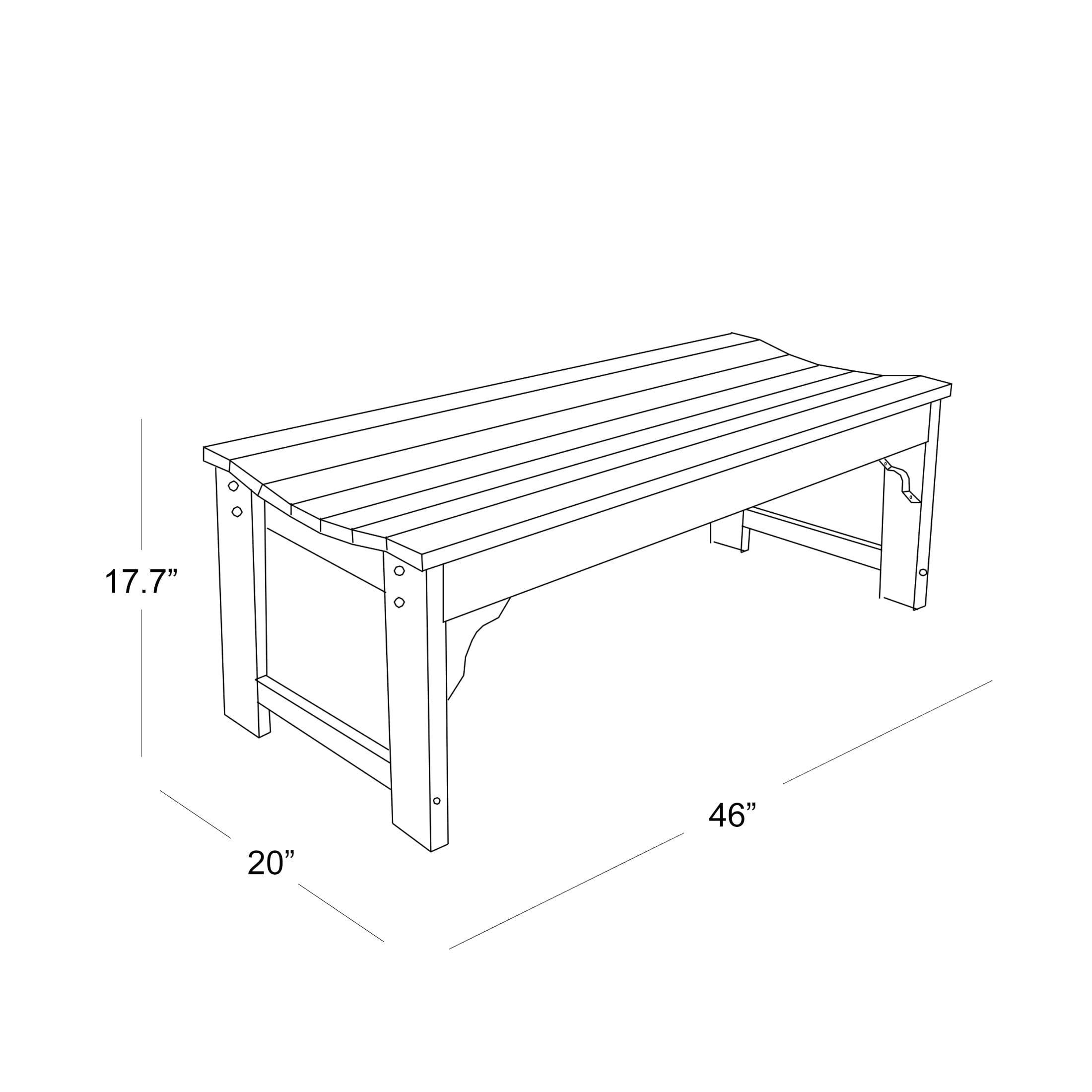 Weathered Wood 46" HDPE Outdoor Backless Bench