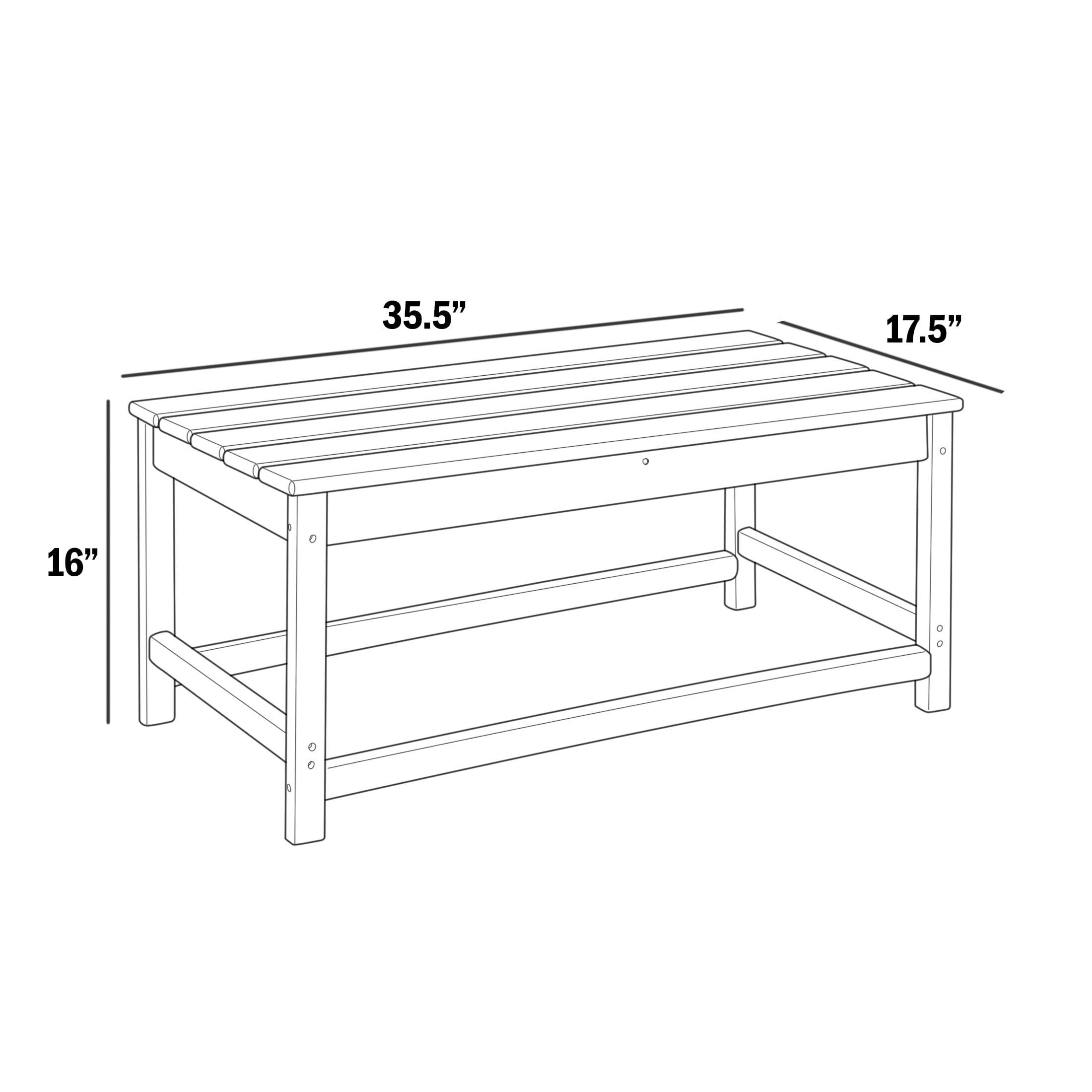 Teak HDPE All-Weather Outdoor Coffee Table, 35.5"