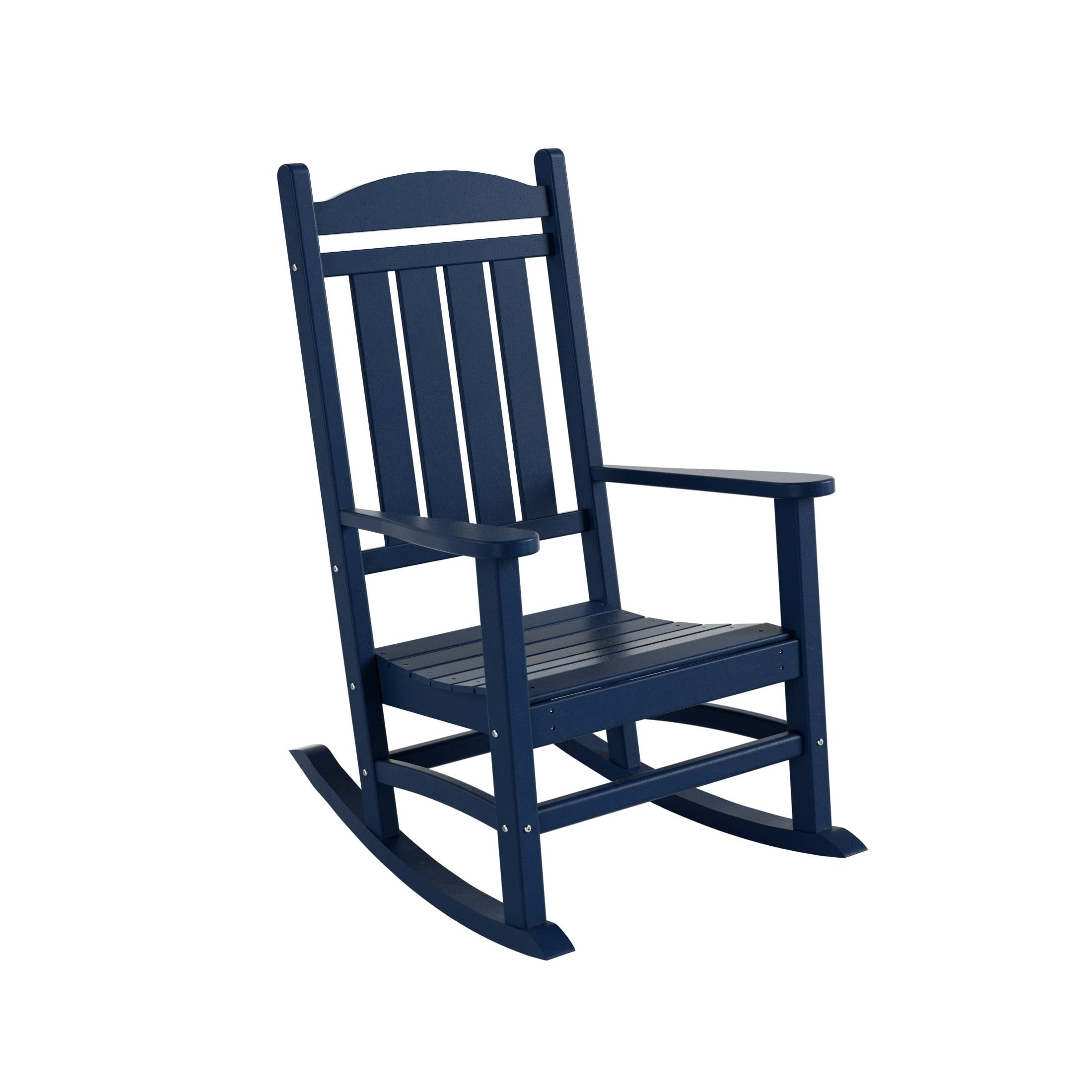 Laguna Navy Blue HDPE Outdoor Patio Rocking Chair with Traditional Slatting