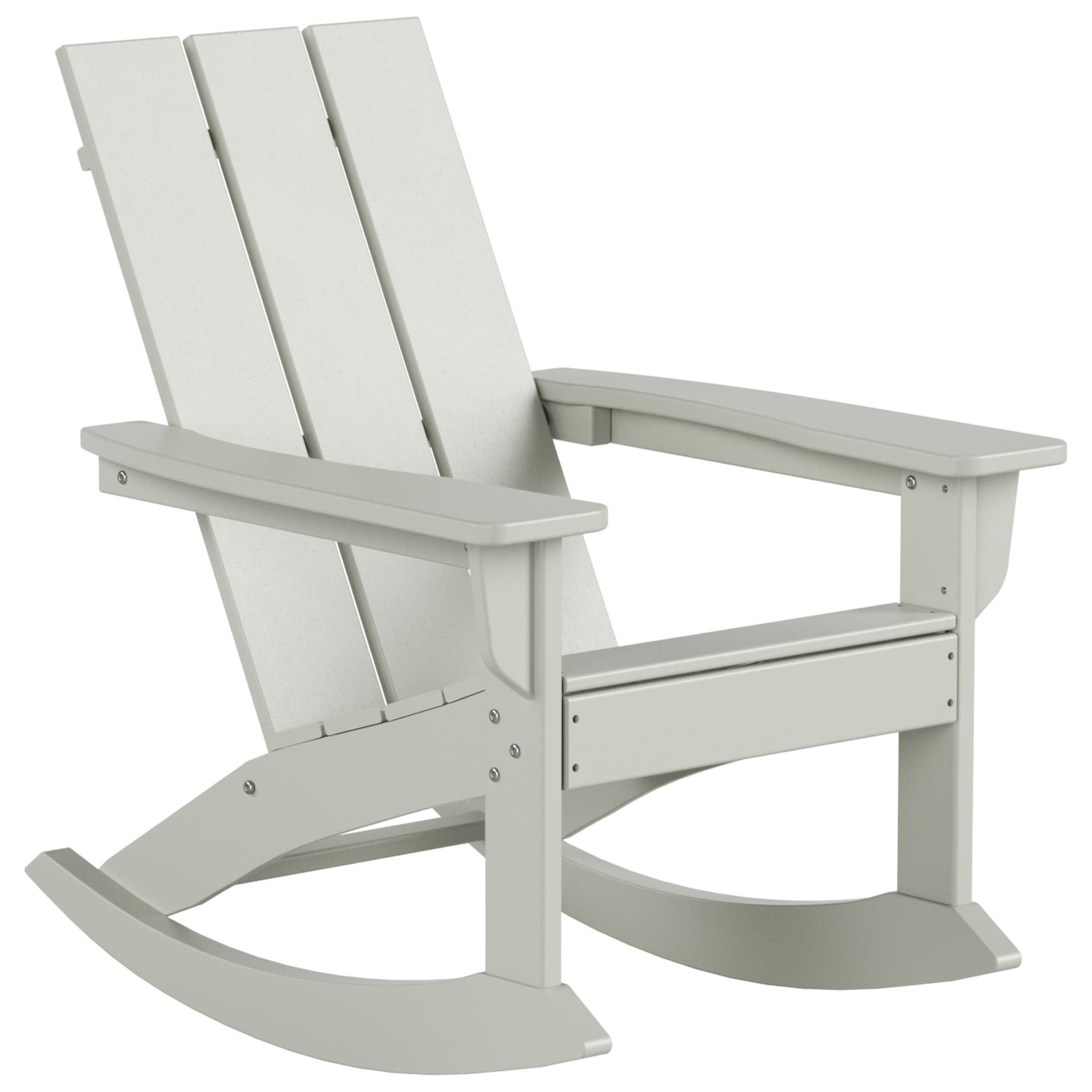 Sand HDPE Modern Adirondack Rocking Chair with Arms