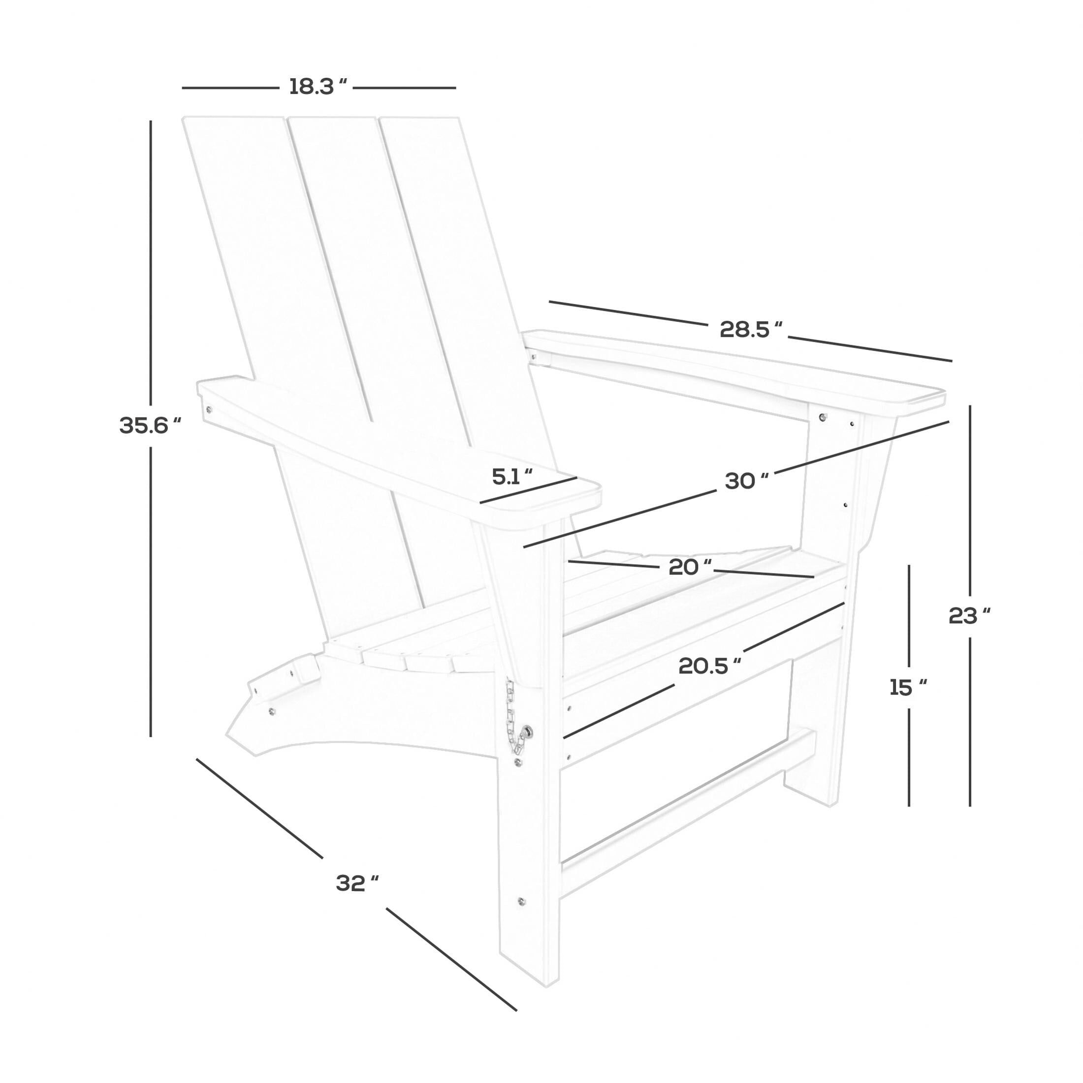 Teak Modern Eco-Friendly Folding Adirondack Chair with Square Arms