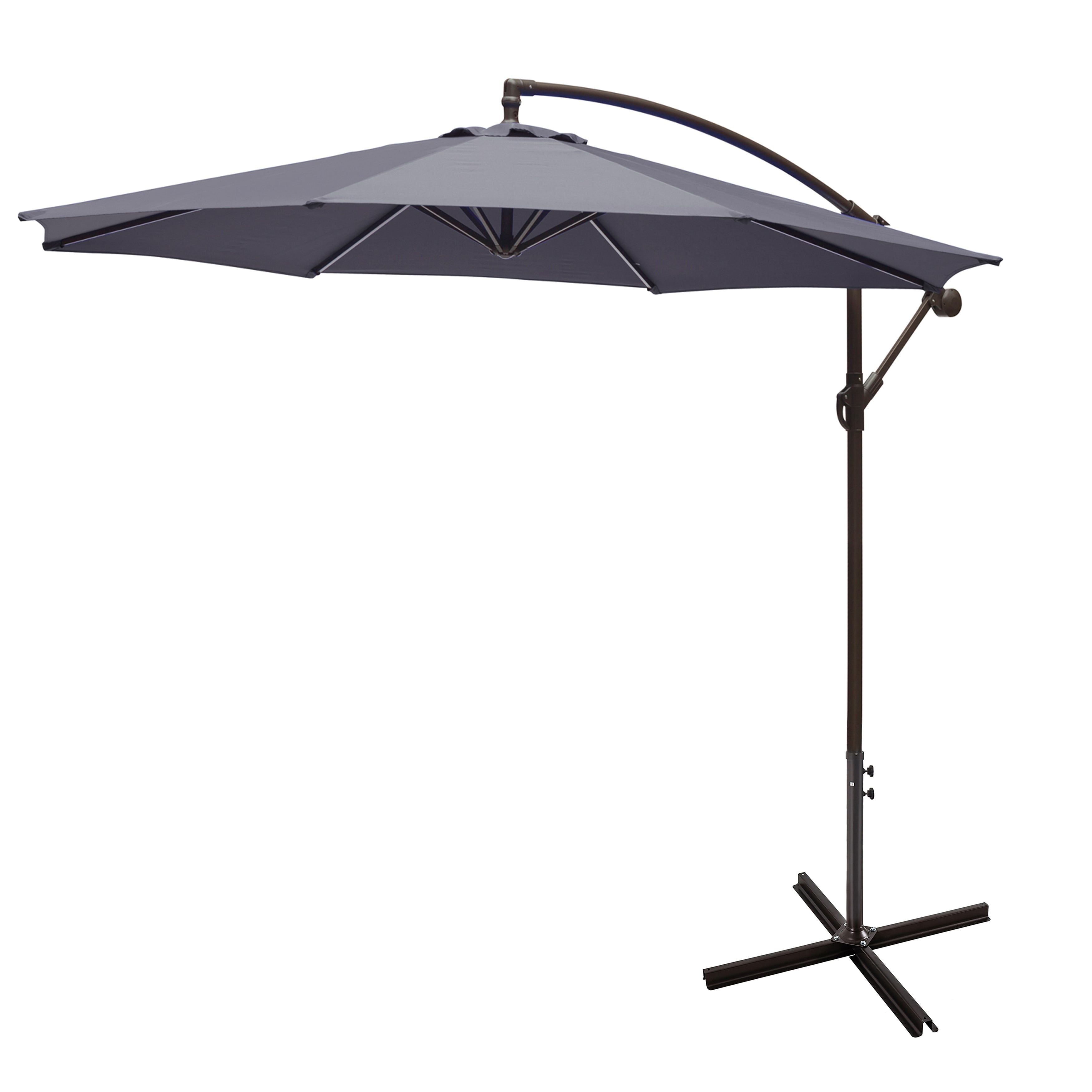 Gray 10-Foot Offset Cantilever Patio Umbrella with Steel Frame
