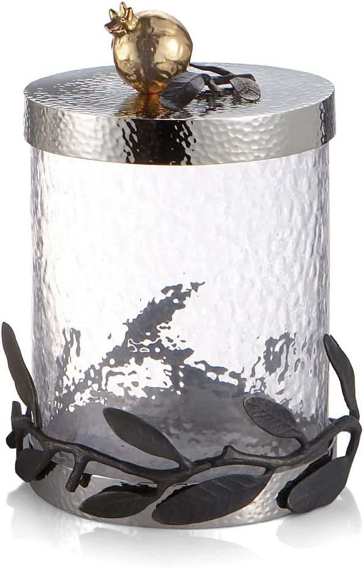 Clear Glass and Gold Embellished Pomegranate Canister