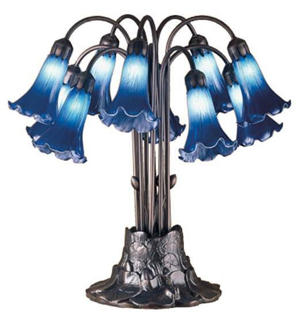 Indigo Blue Pond Lily 10-Light Victorian Table Lamp