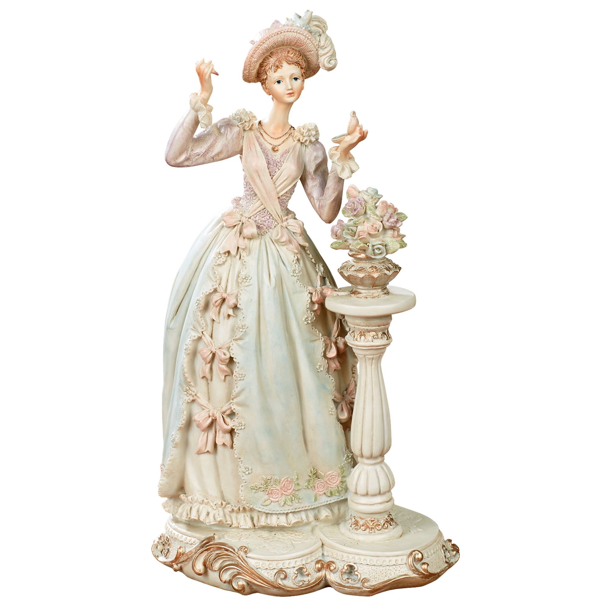 Victorian Elegance Resin Lady Figurine with Pastel Gown