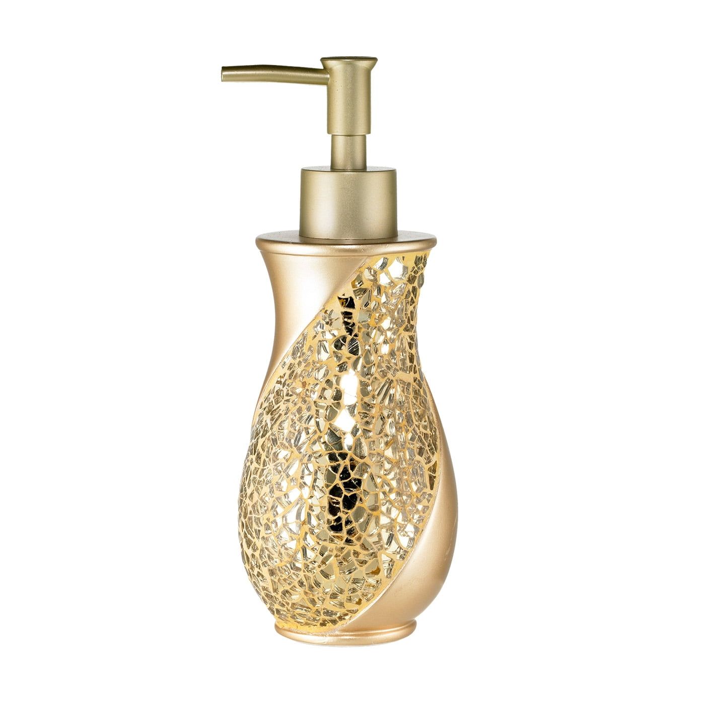 Gold Crackle Embellished Resin Lotion Dispenser