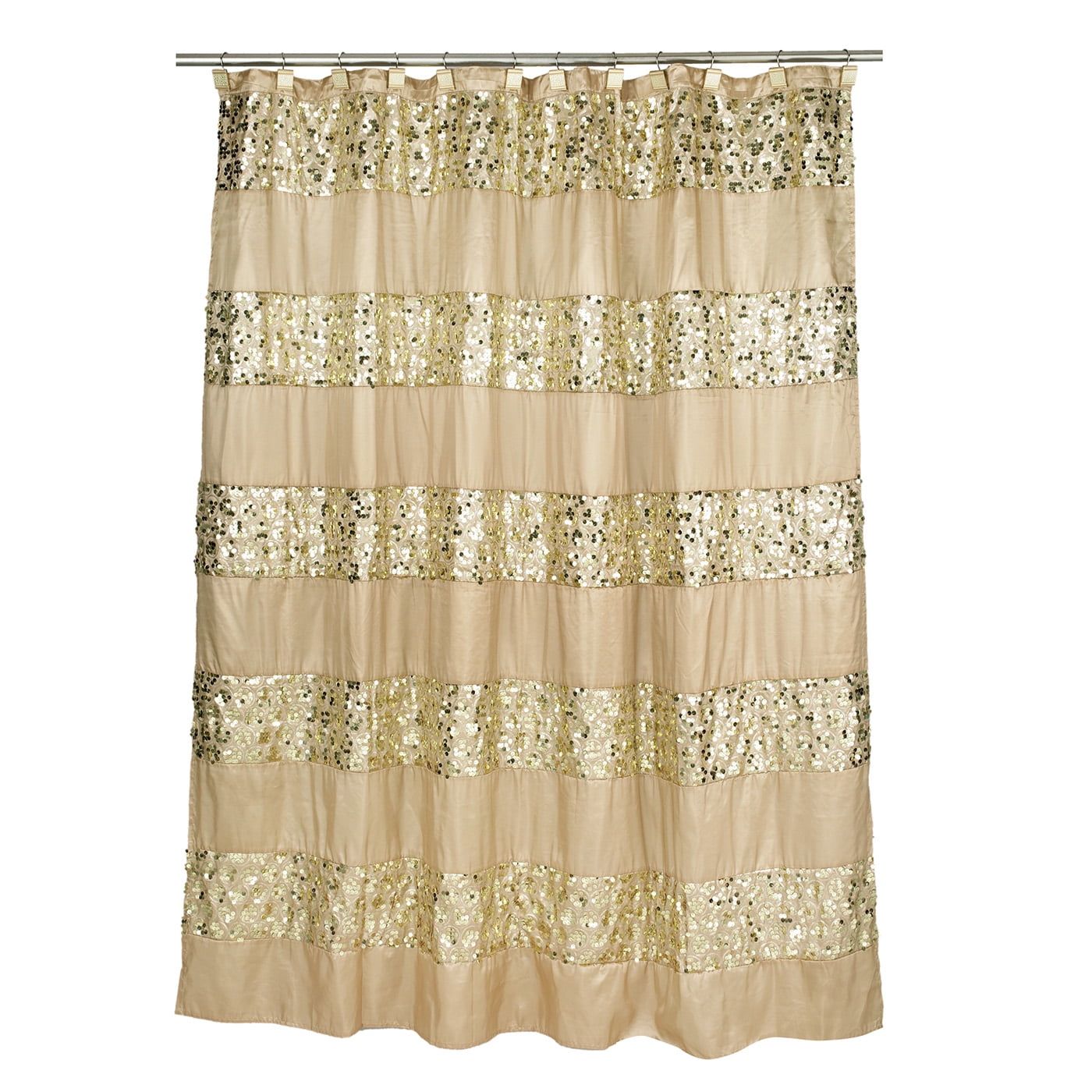 Champagne Gold Sequin Fabric Shower Curtain 70" x 72"