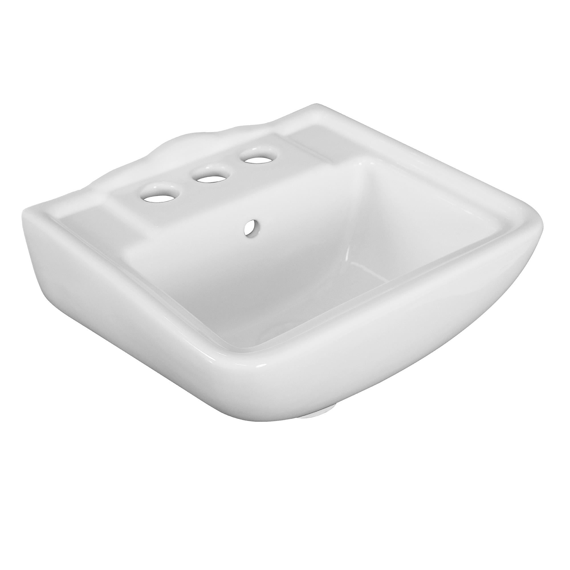 White Ceramic Wall-Mount Square Bathroom Sink with Overflow