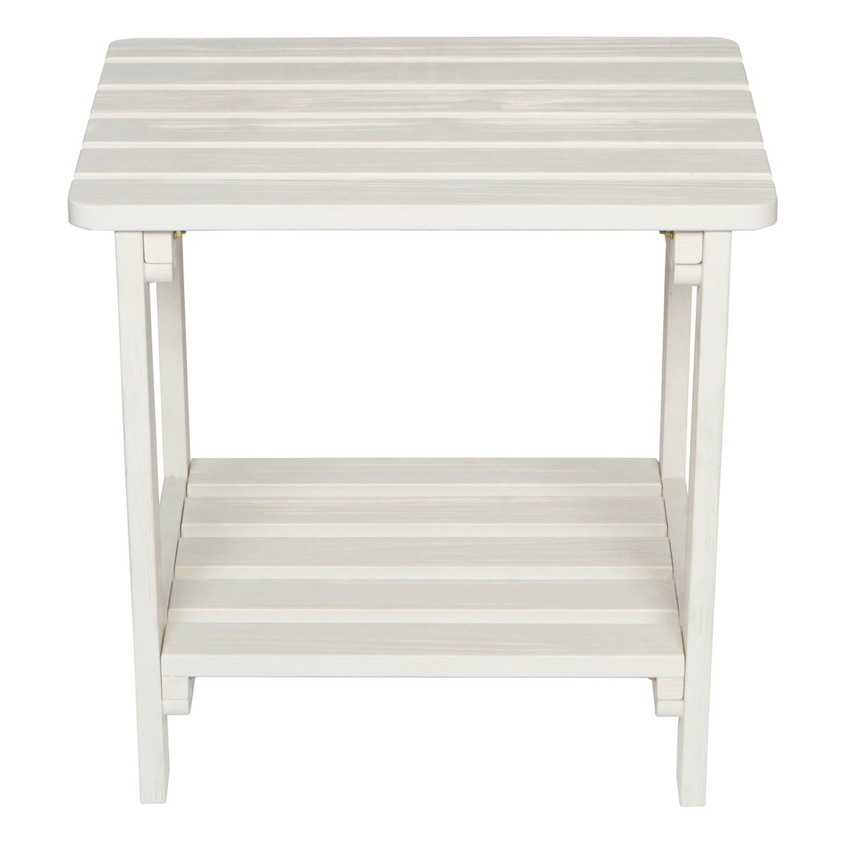 Eggshell White Cedar Wood Rectangular Side Table with Shelf