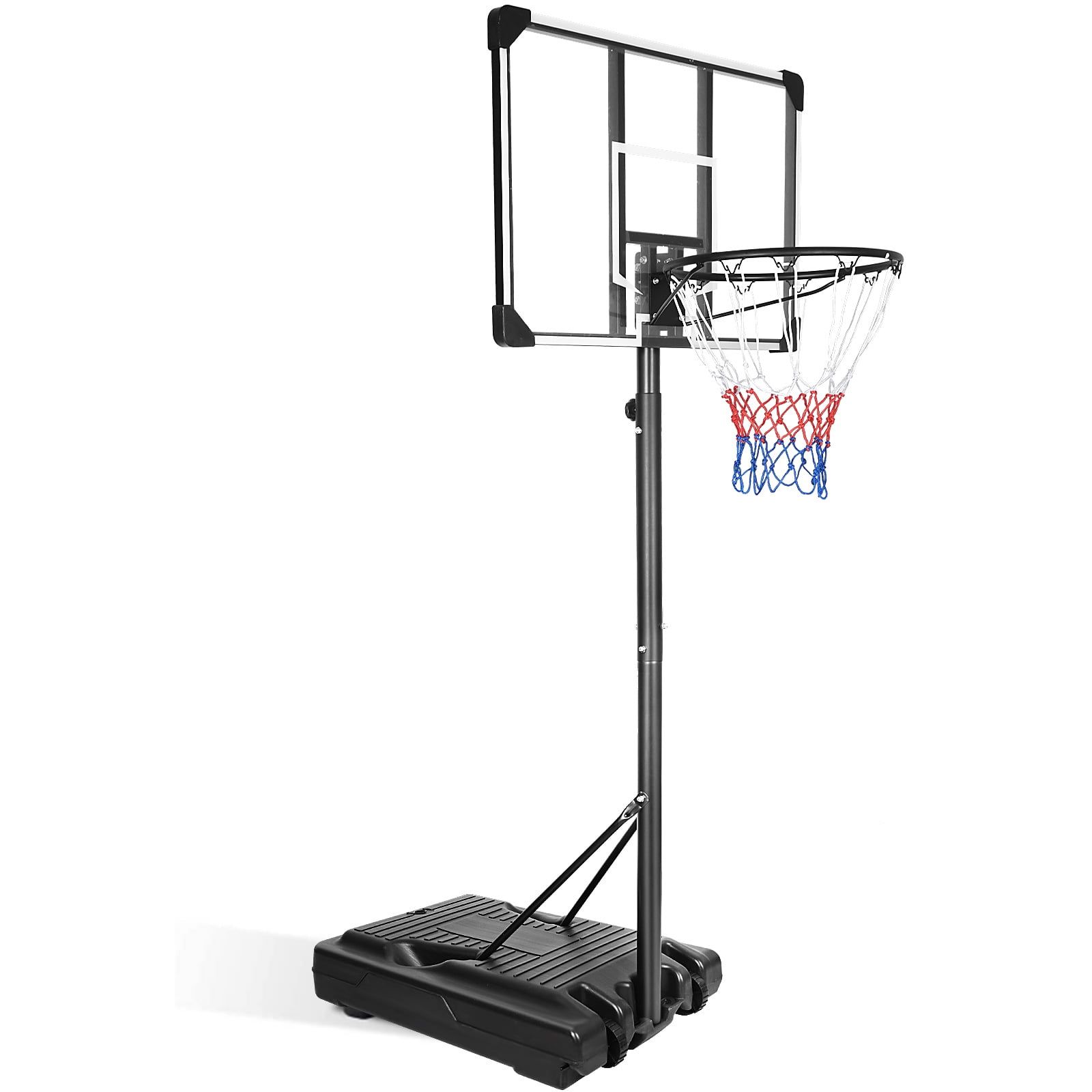 Portable Adjustable Height Black Steel Basketball Hoop with Wheels