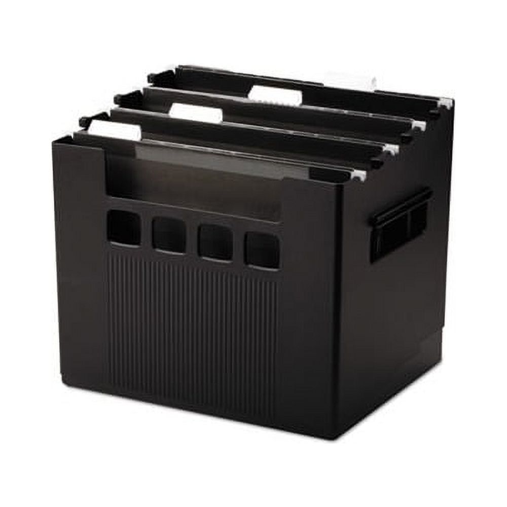 Black Plastic Desktop File Organizer with Hanging Folders, 10" Long