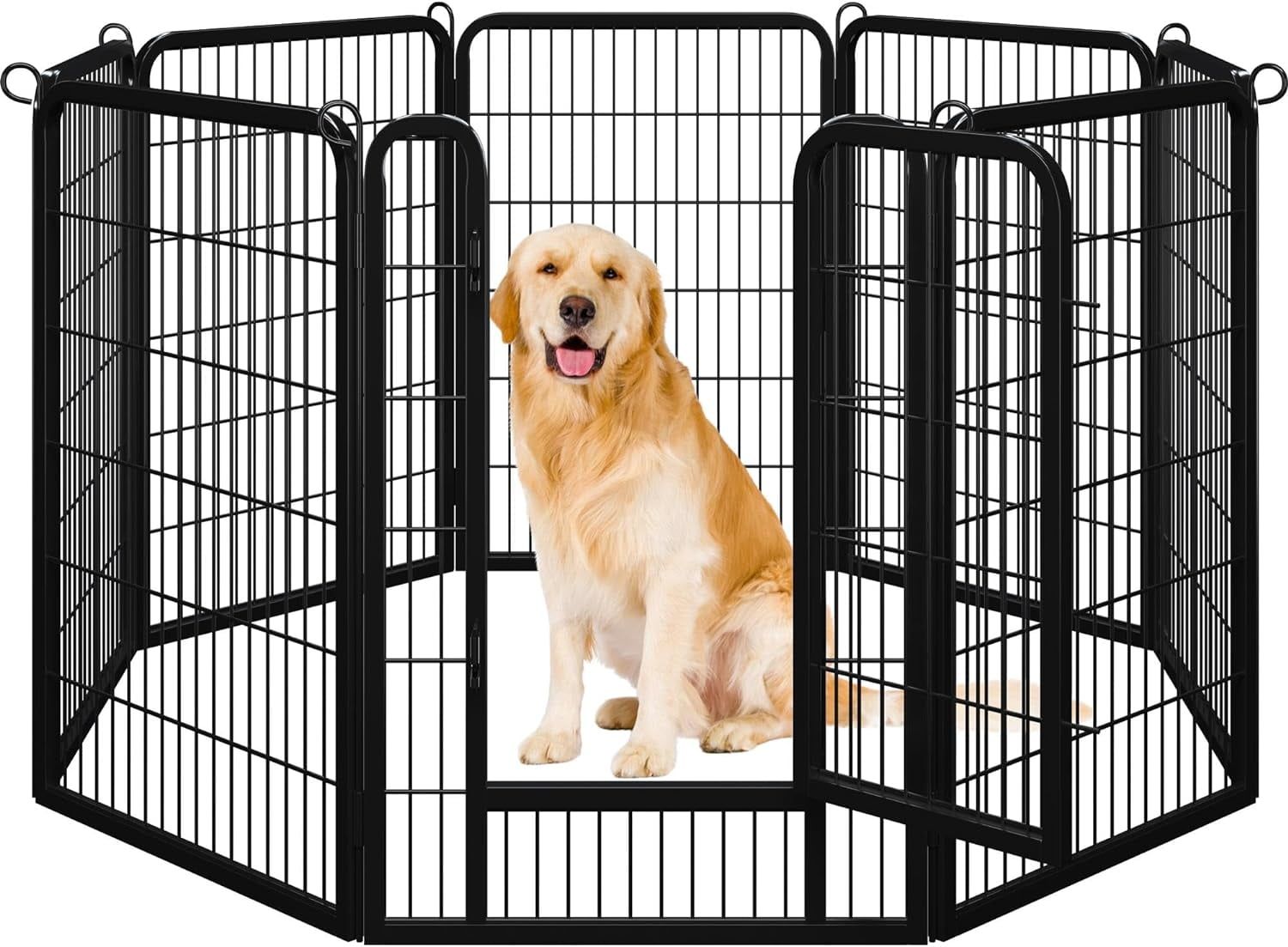 Heavy Duty Black Metal 40" Dog Playpen with 8 Panels