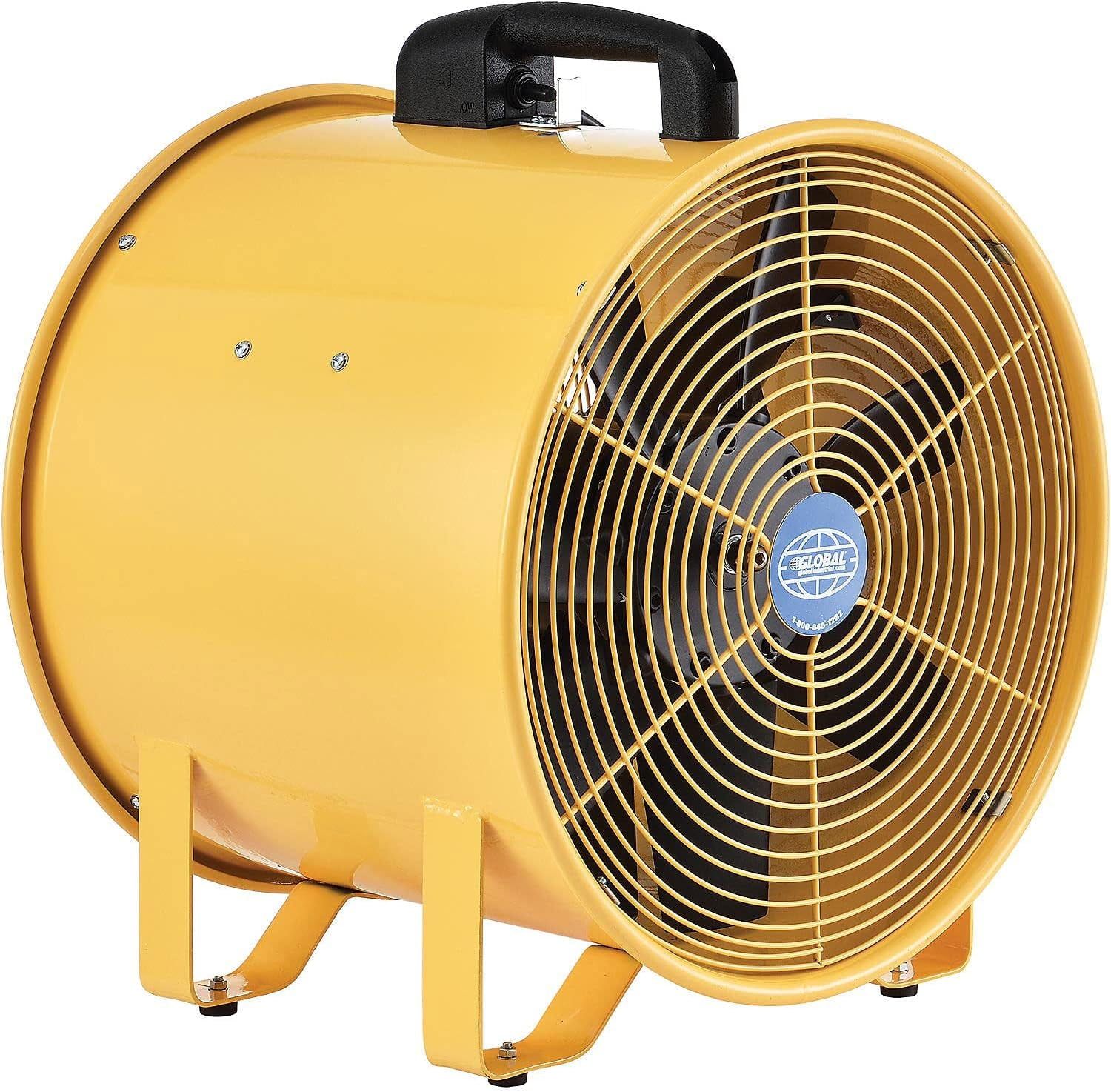 Yellow 16" Industrial Portable Ventilation Fan with Aluminum Blades