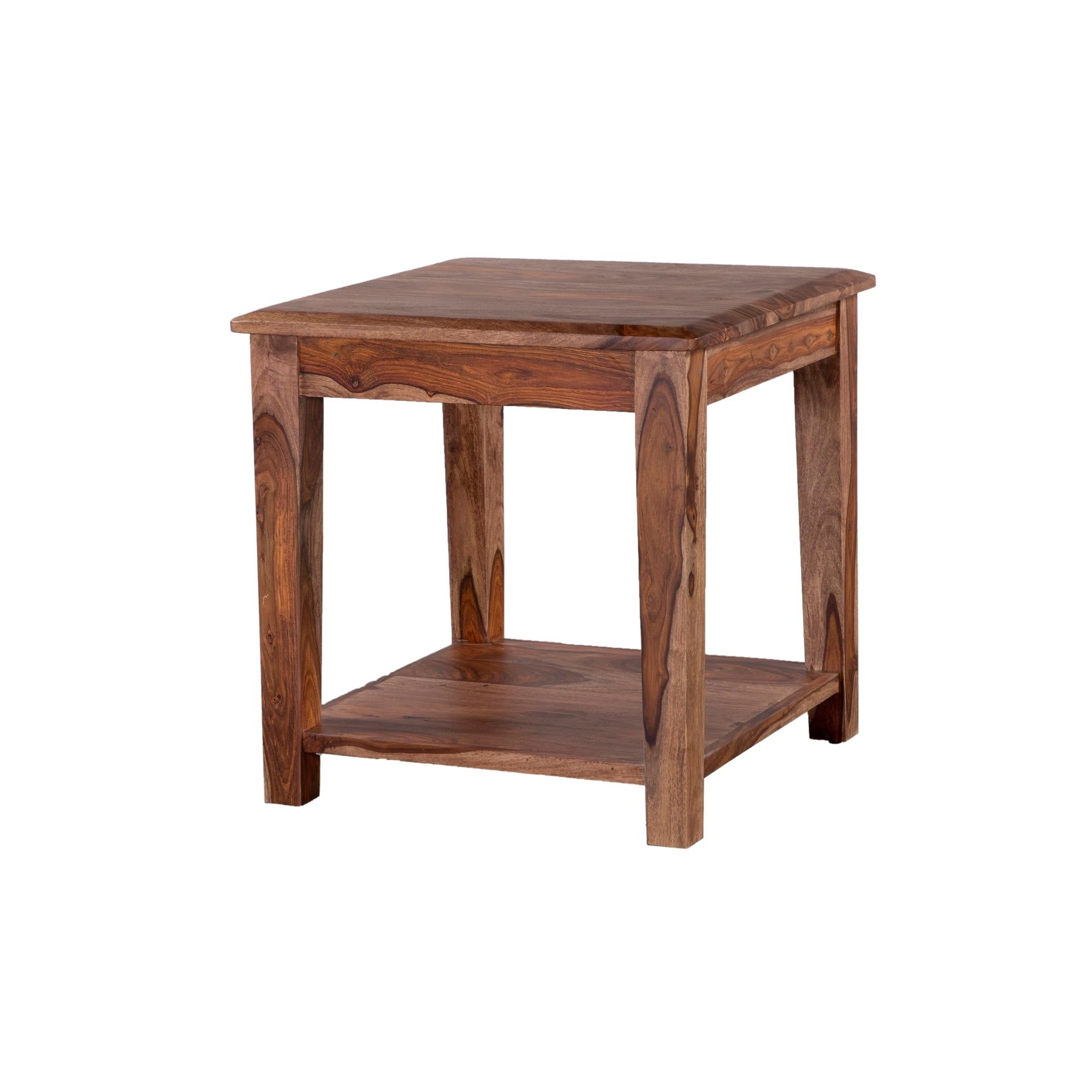 Sonora Heritage Solid Sheesham Square End Table with Shelf