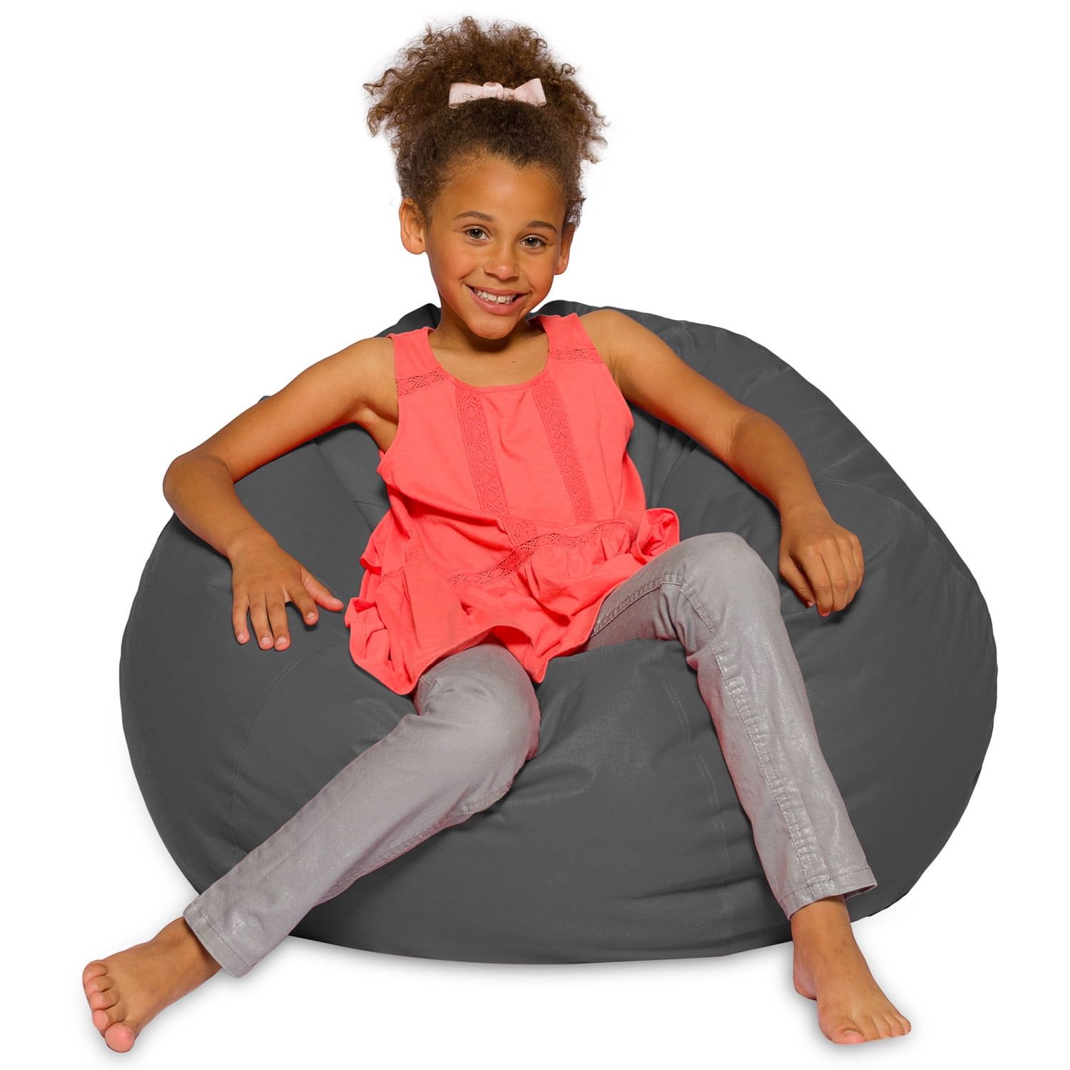 Heather Gray Large Bean Bag Chair with Removable Cover