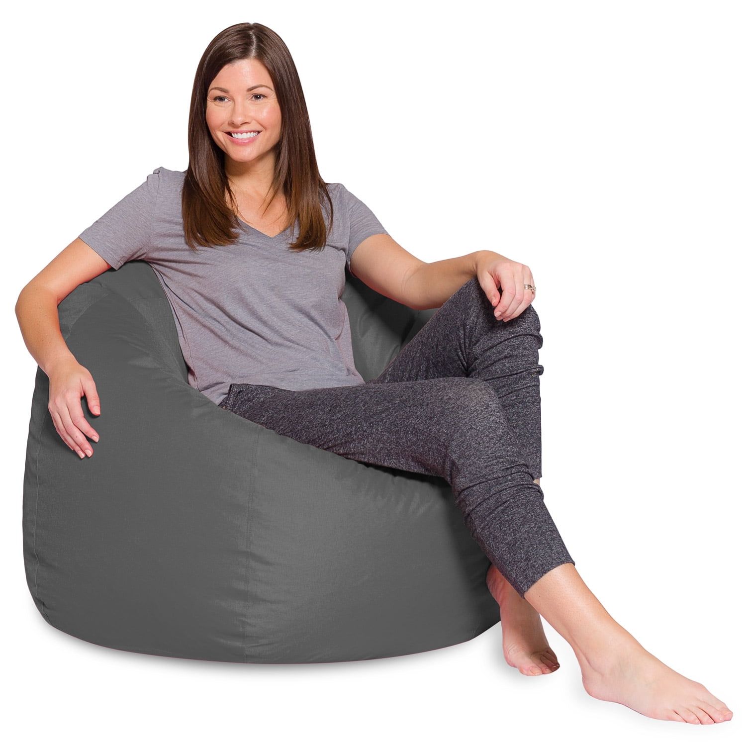 Heather Gray X-Large Bean Bag Chair with Removable Cover