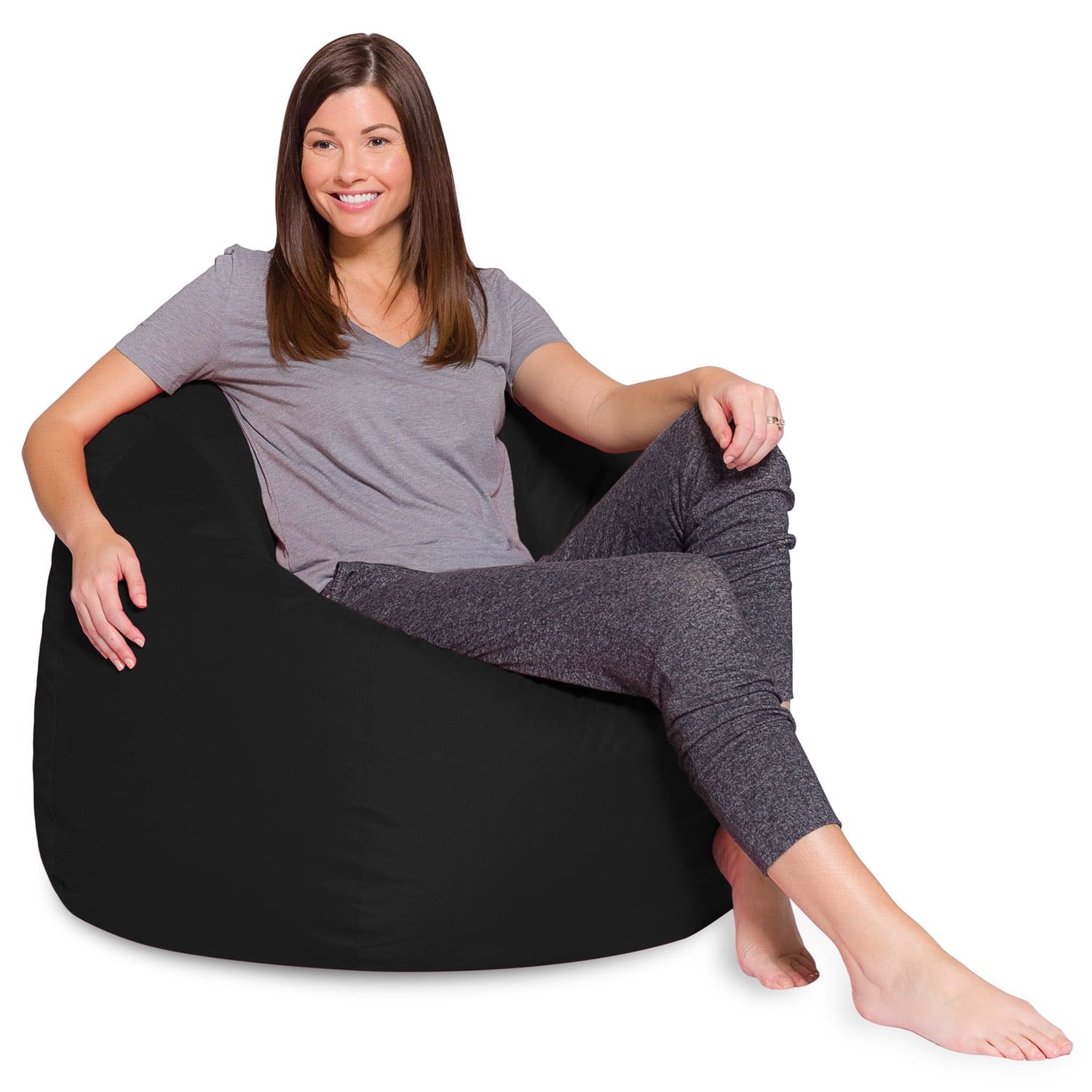X-Large Black Polyester Bean Bag Chair with Removable Cover