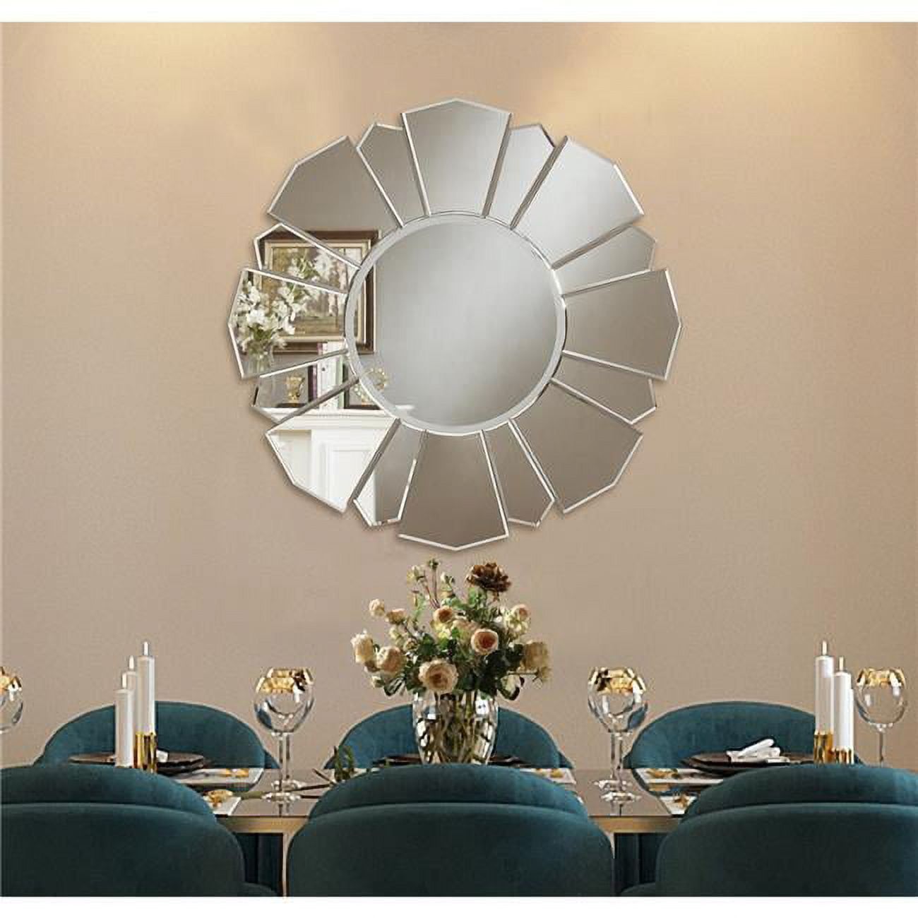 Evalyn 32.7'' Round Glam Flower-Shaped Wall Mirror