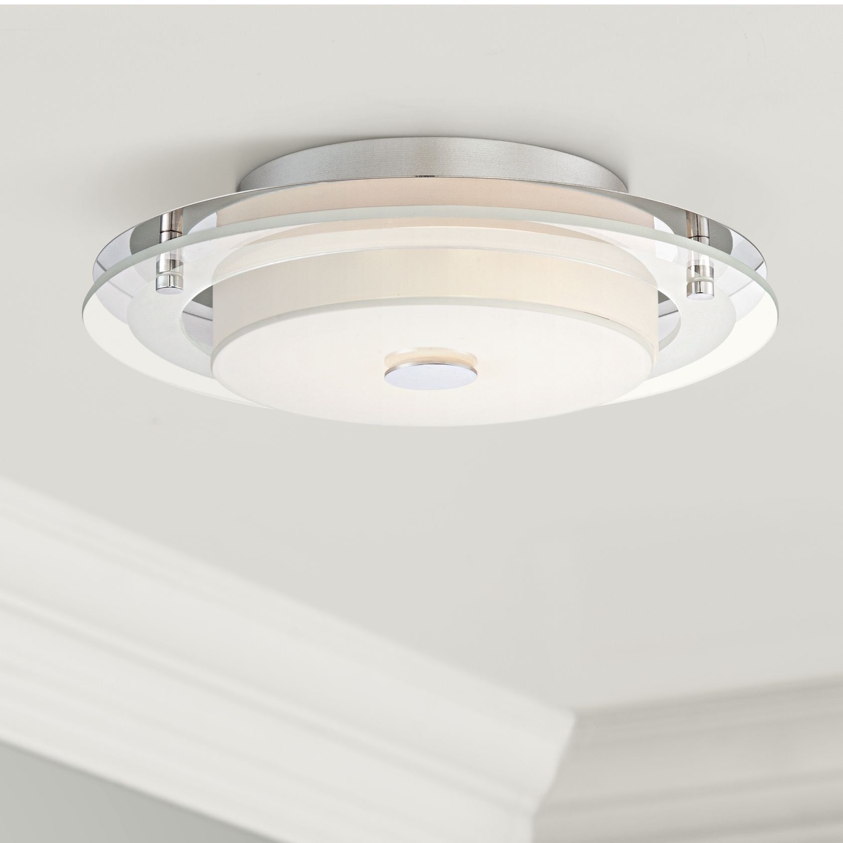 Clarival 12.5" Chrome LED Flush-Mount Ceiling Light with Acrylic Diffuser