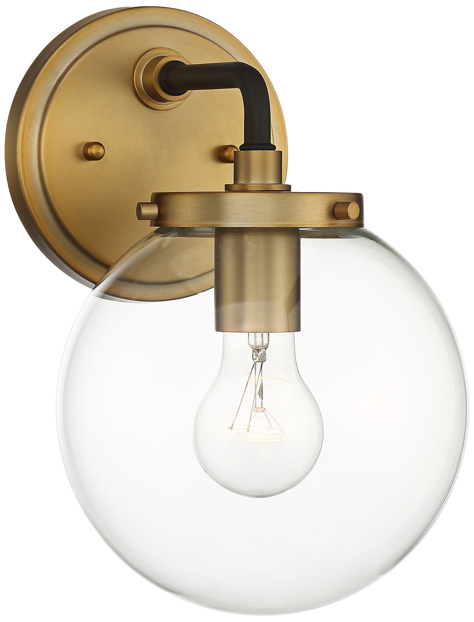 Gold 15" Modern Vanity Wall Sconce with Clear Glass Globe