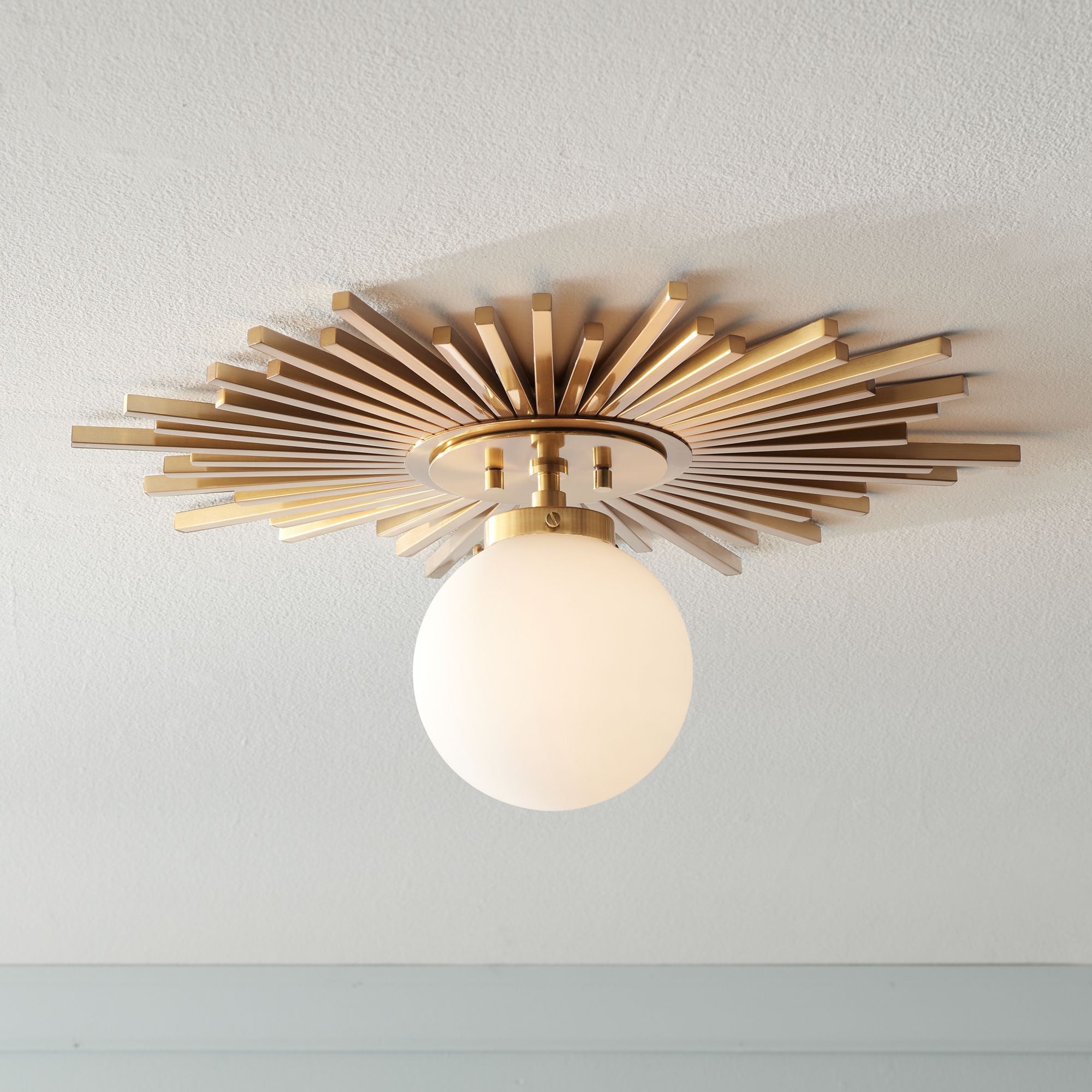 Modern Brass and Glass Globe Ceiling Light Fixture