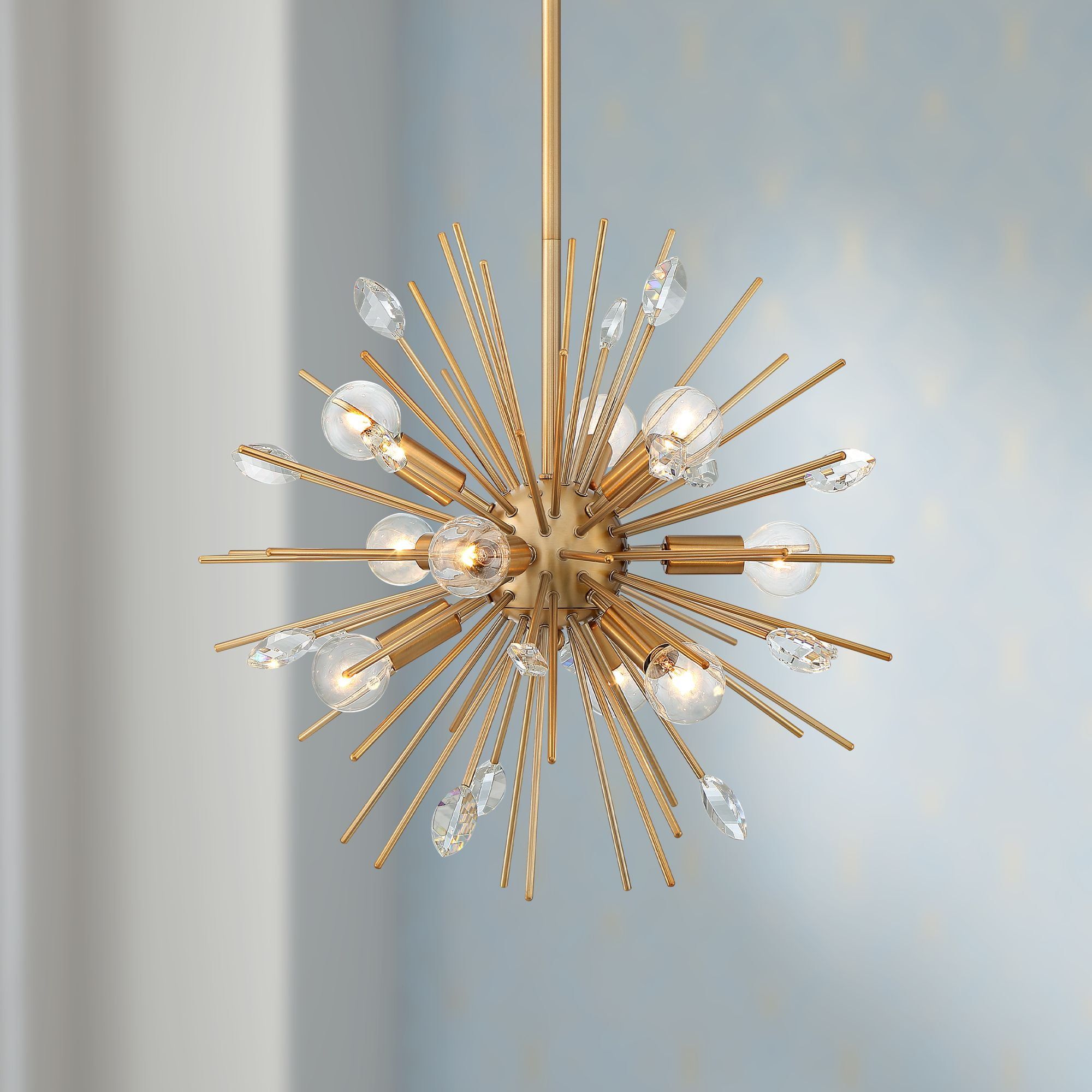 Janae 18" Warm Gold Sputnik Chandelier with Crystal Accents