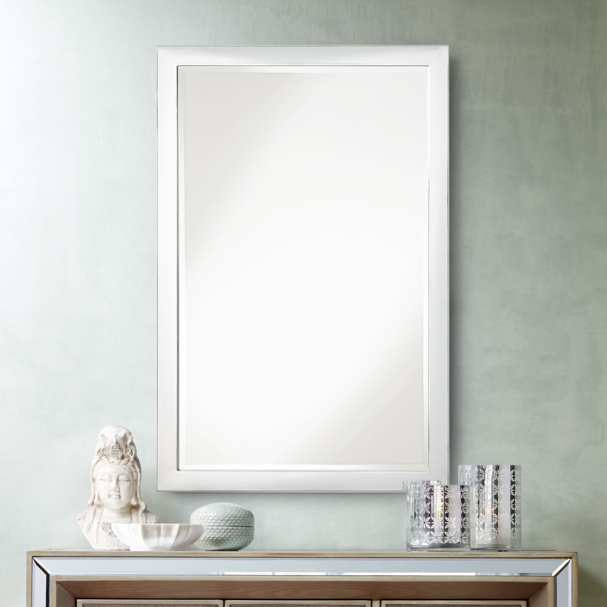 Sleek Chrome Rectangular Vanity Wall Mirror 33" x 22"